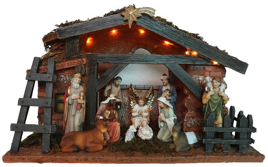 2082 3.8'' 11PC Nativity Set with Stable 6/Ctn
