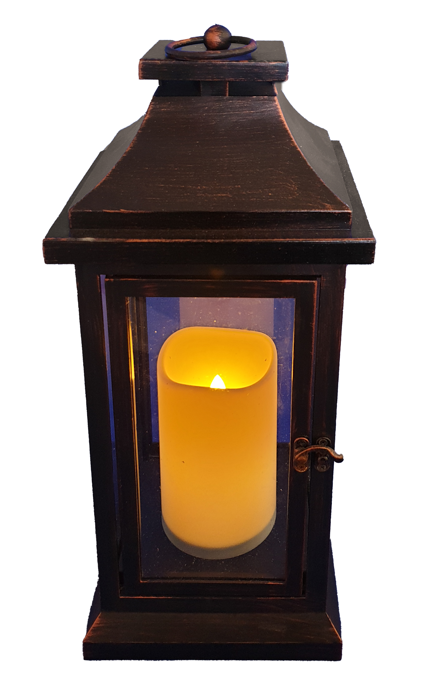 6112B Black Lantern with Candle on Timer 6/Ctn