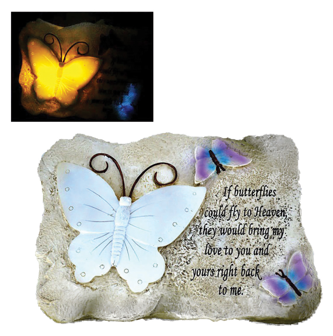 6125 Solar Stone with Butterflies 6/Ctn