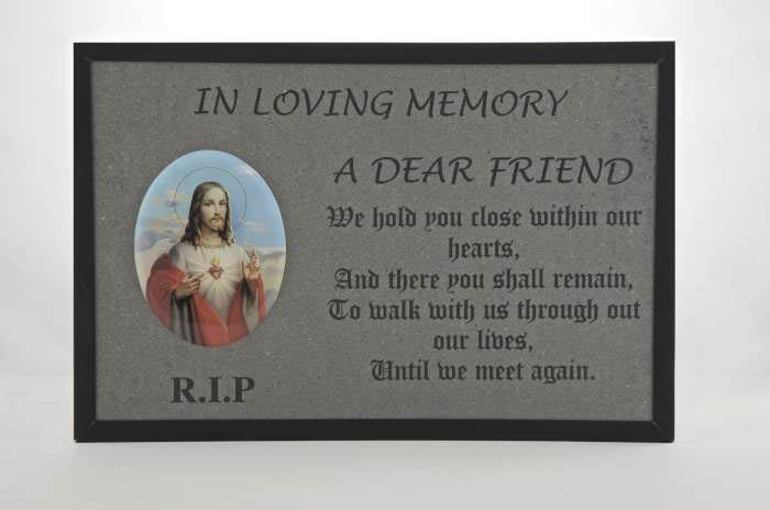 Ceramic Grave Plaque - Sacred Heart - 6135