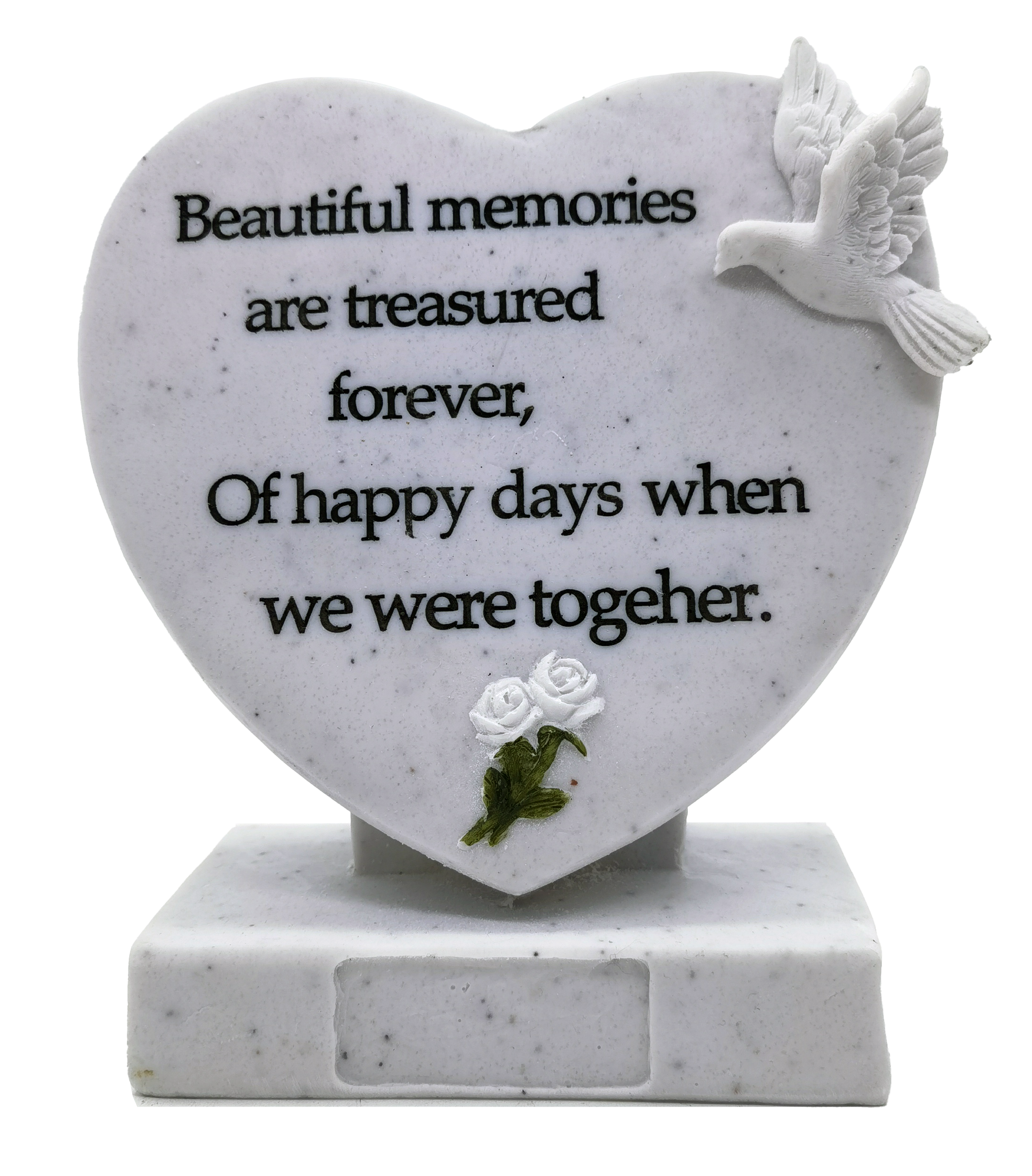 6201 Dove on Heart Plaque with Name Tag 18/Cnt