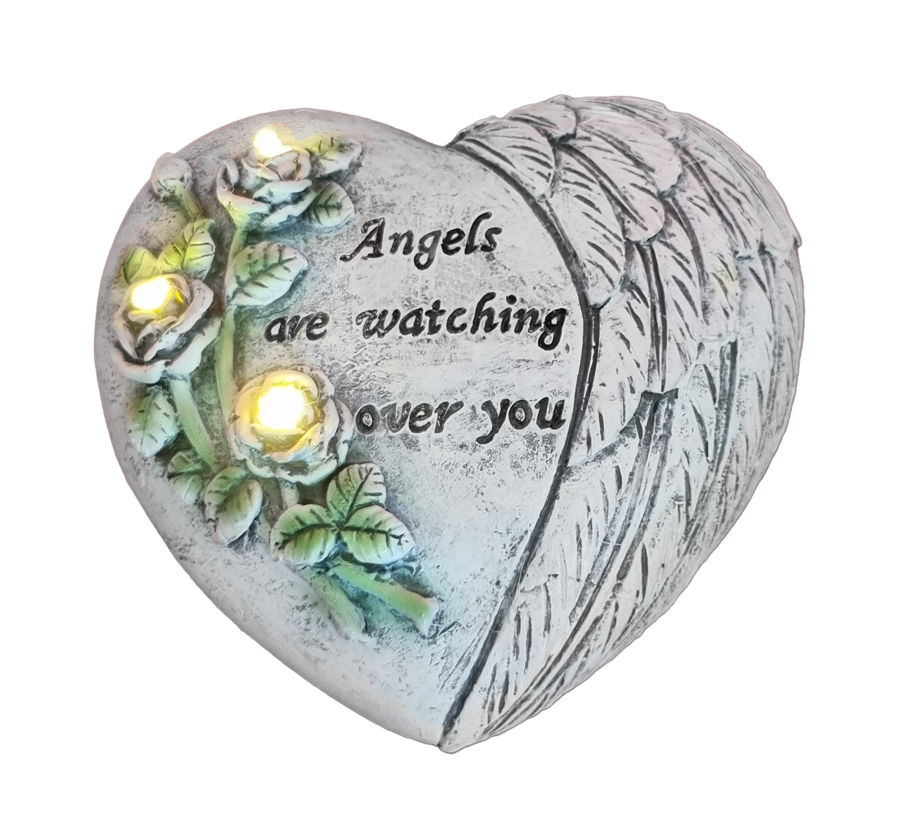 6205 Angel Wings Stone Heart with LED 48/Ctn