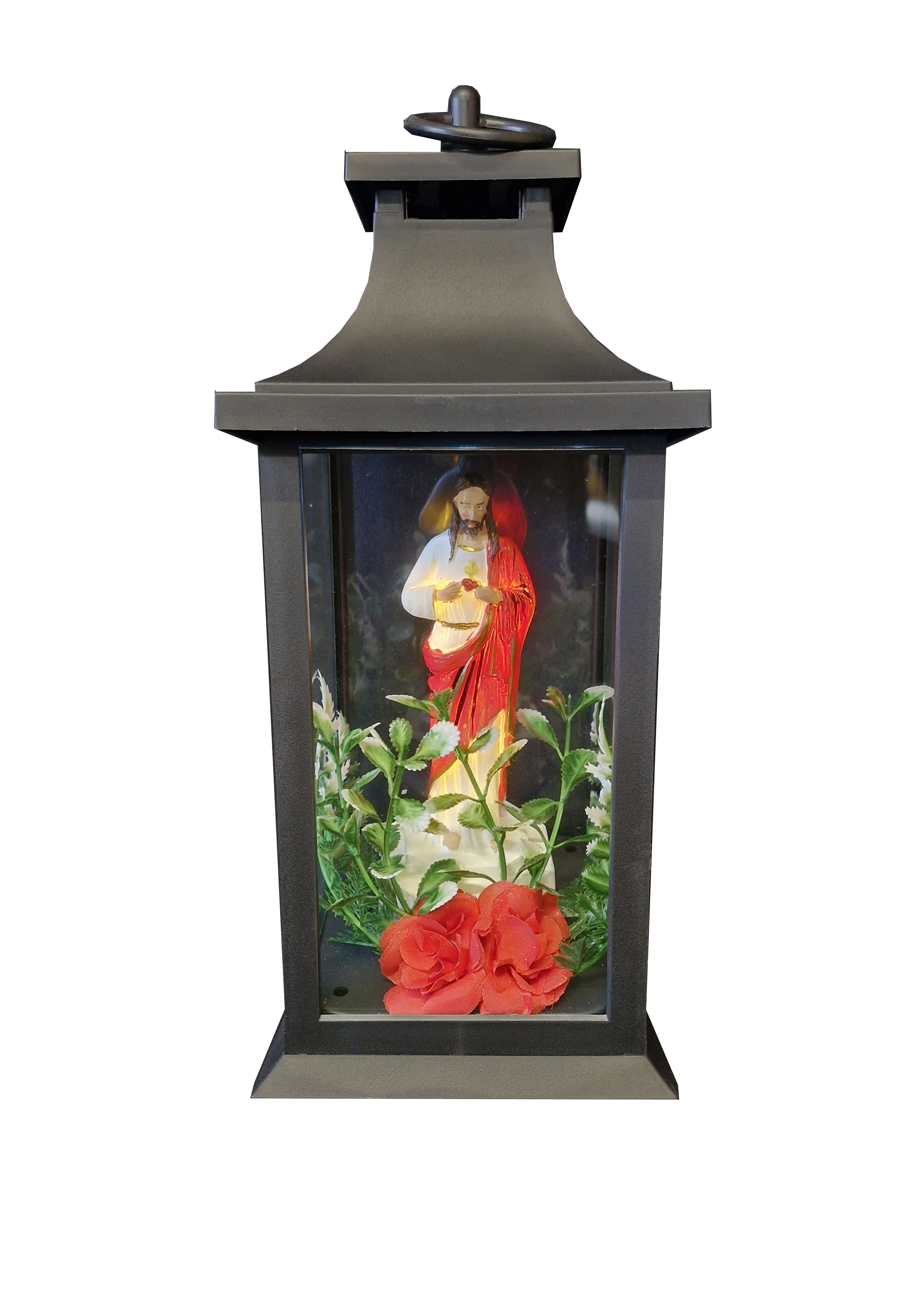 6214 Black Lantern Sacred Heart LED 6/Ctn