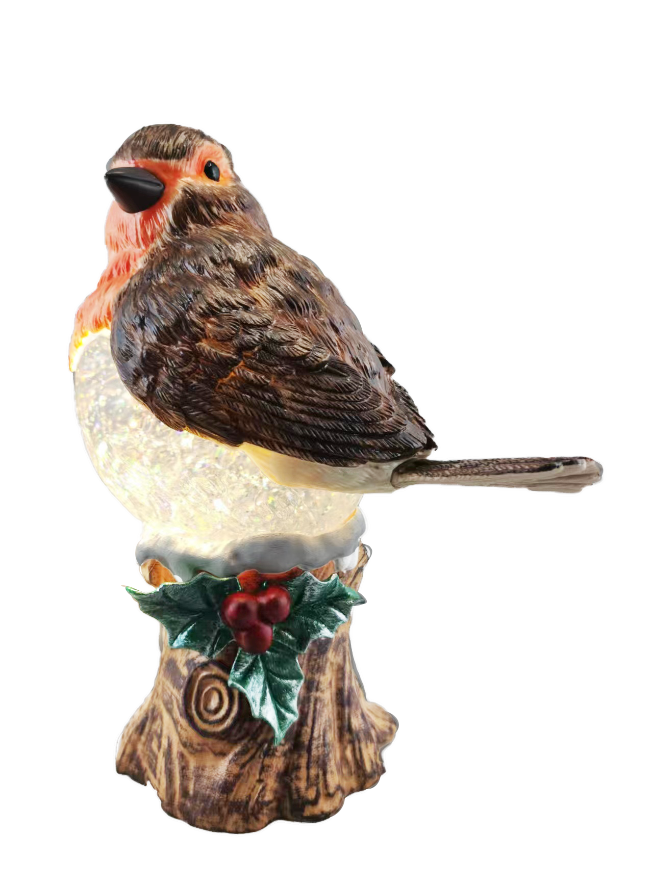CH1170 Glitter Robin with LED 6/Ctn