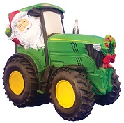 CH166 Green Santa Tractor with Cab - 6/Carton