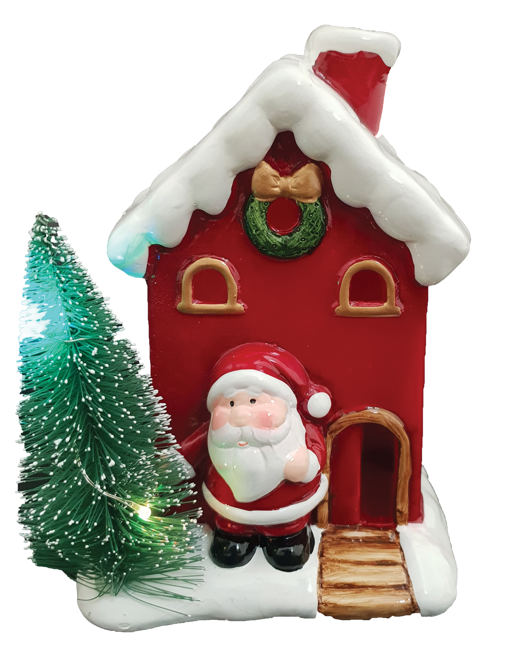CH237 15cm Red Christmas House with Santa & Tree 24/Ctn