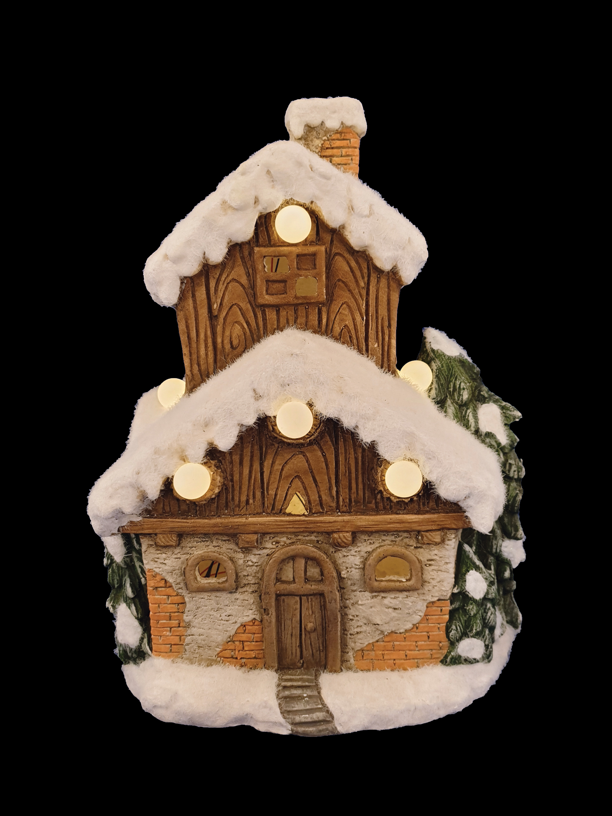CH359 Two Storey Snow House w/Lights 4/Ctn