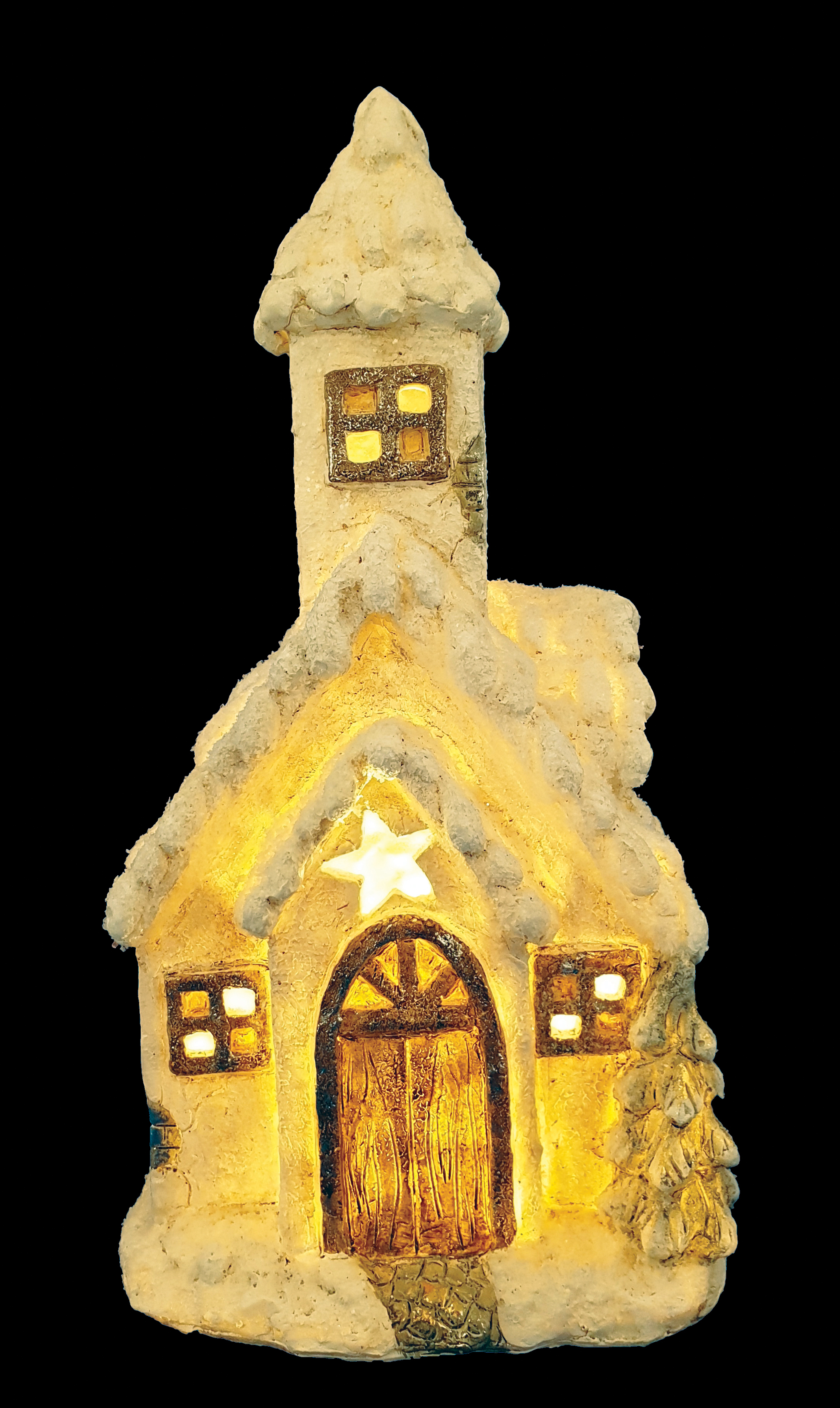 CH374 34.5cm Snow House with LED 2/Ctn
