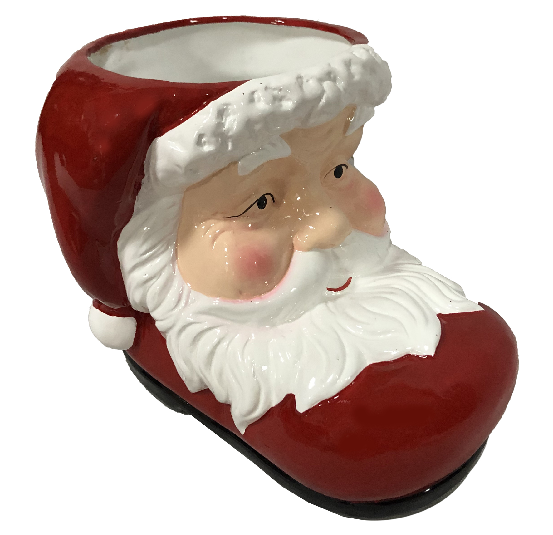 CH402  Large Ceramic Santa Face Boot Planter 4/Ctn