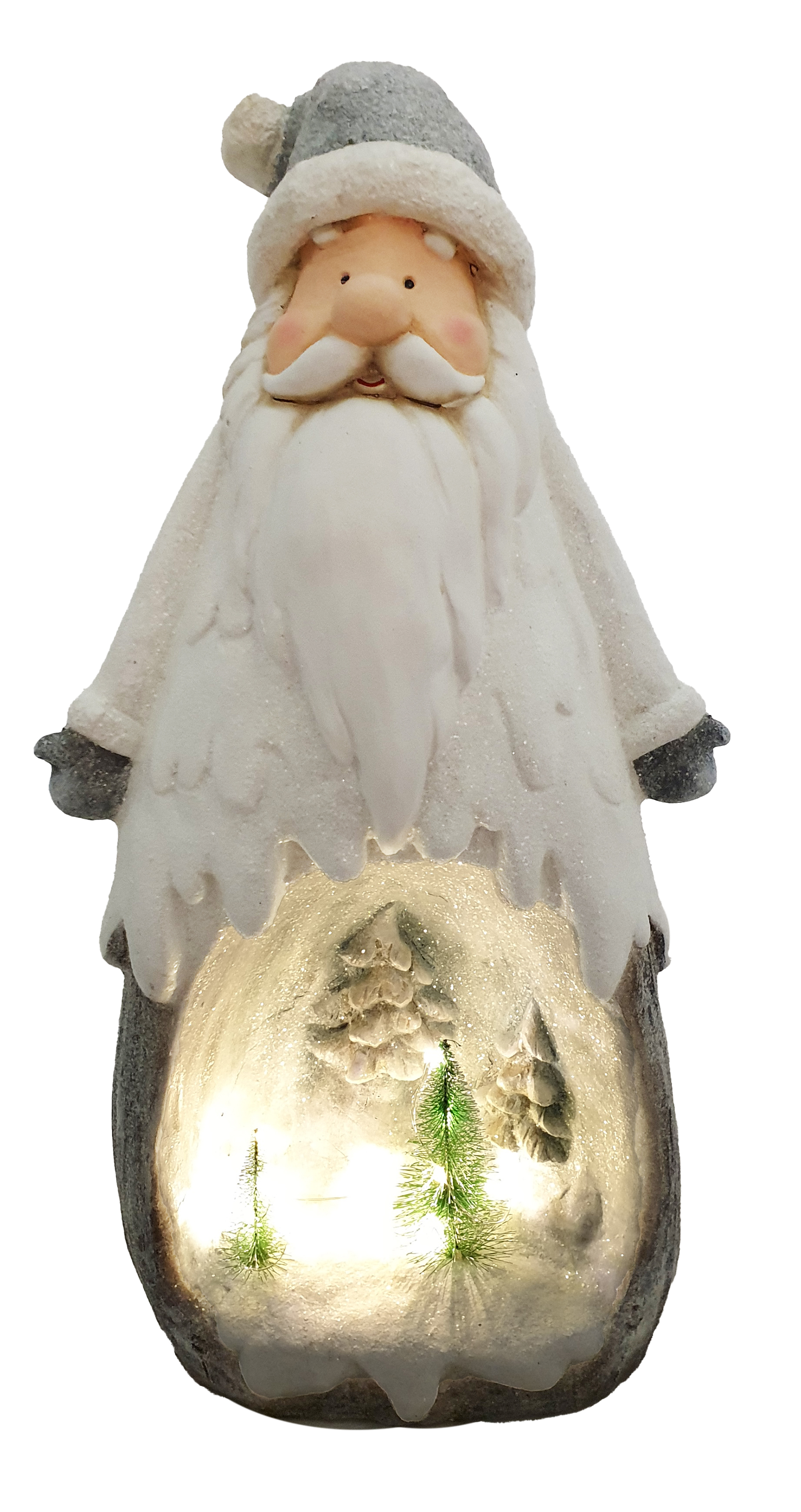 CH476 Wood Effect Santa with Lights 3/Ctn