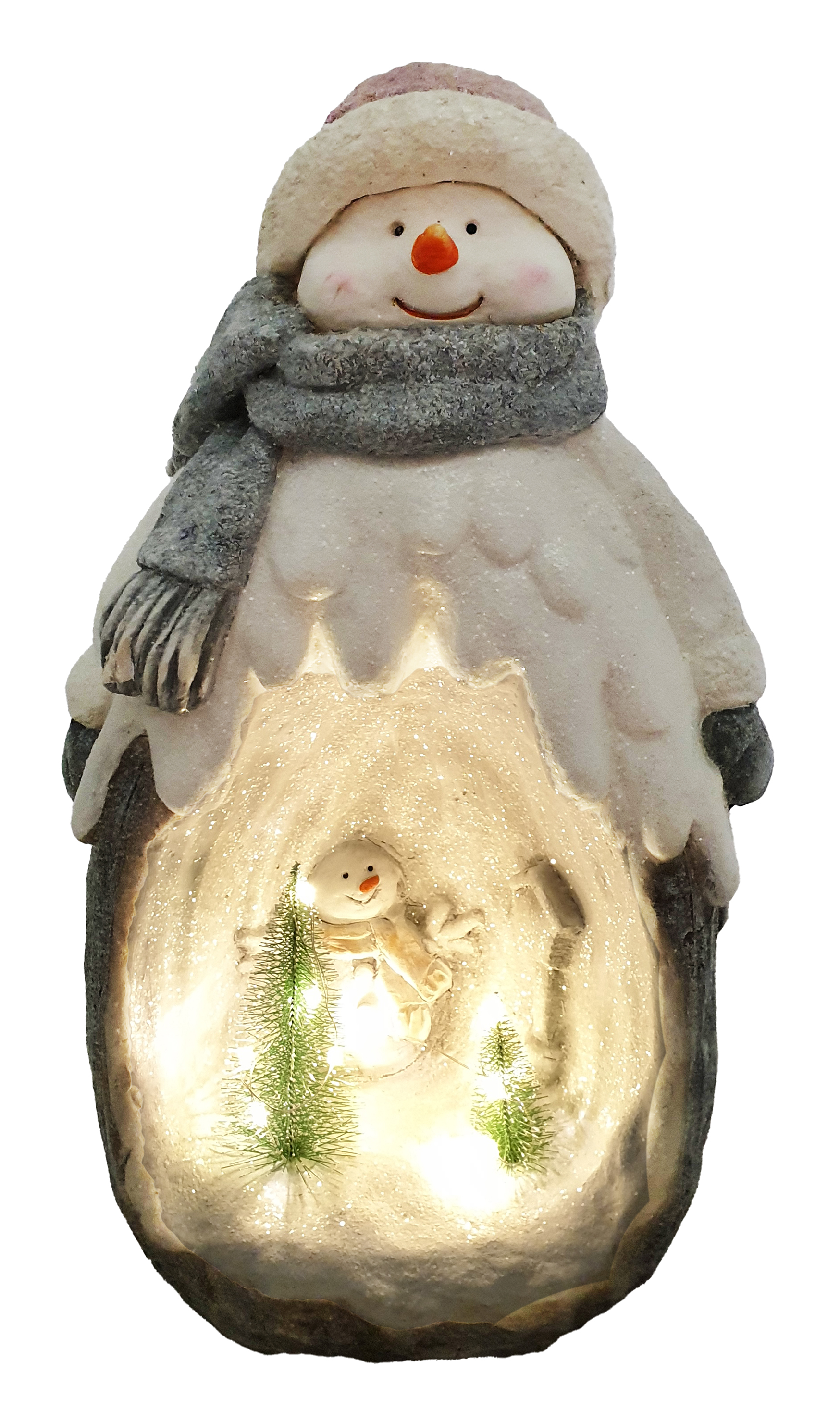 CH477 Wood Effect Snowman with Light Tree Decor 2/Ctn