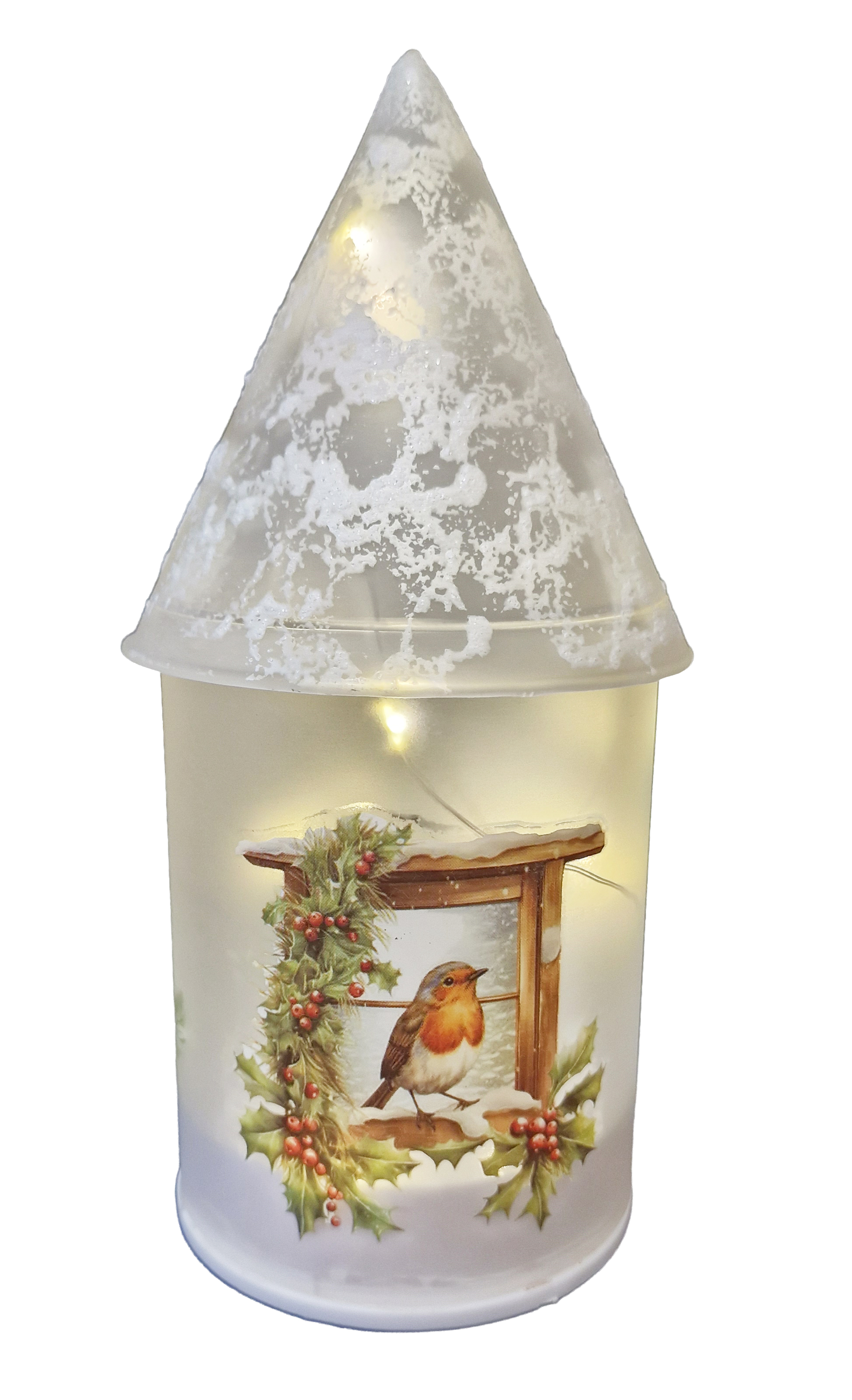 CH5018 Glass Spinning Lantern - Robin 12/ctn