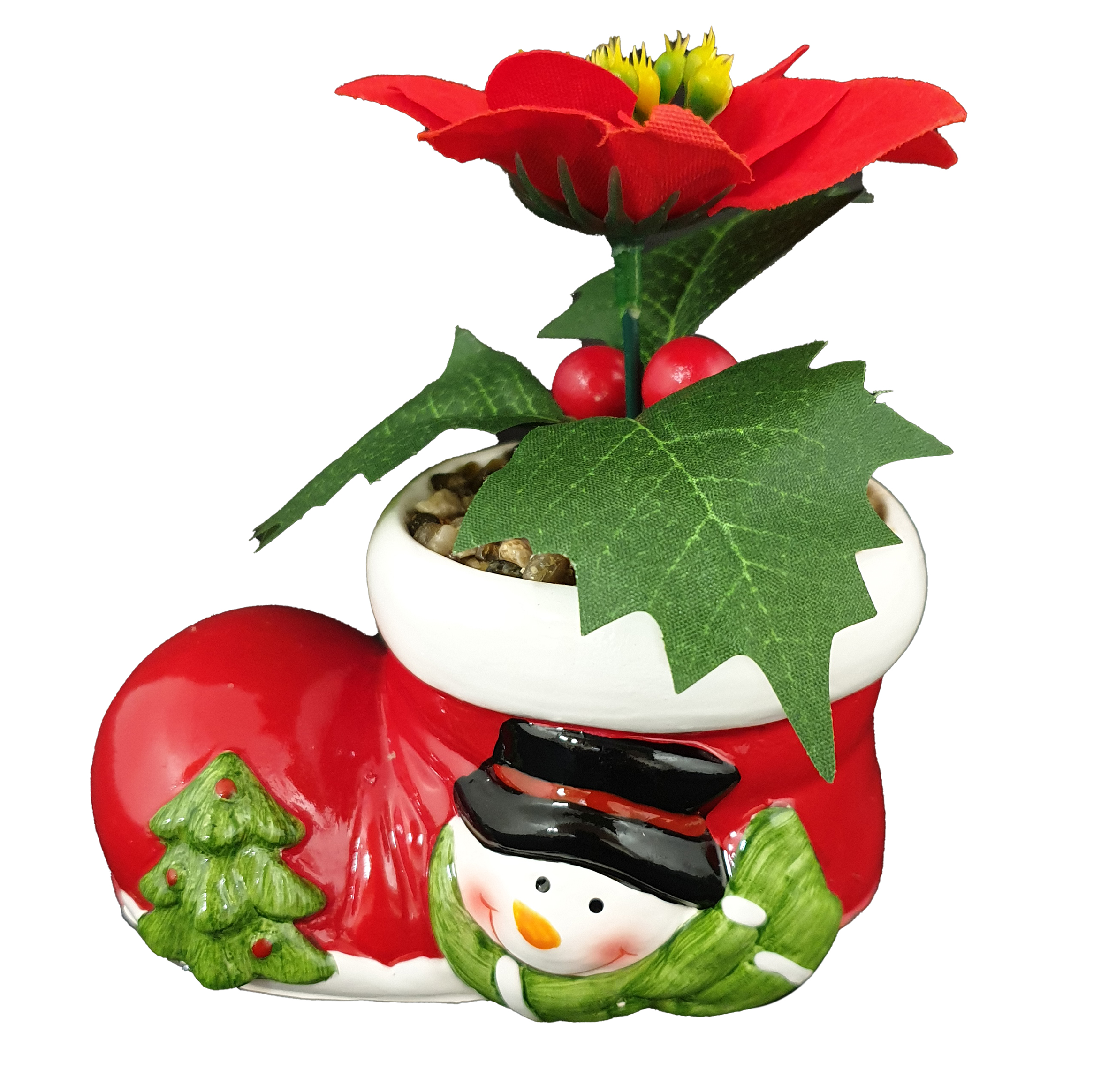CH545 Snowman Boot with Foliage 48/Ctn