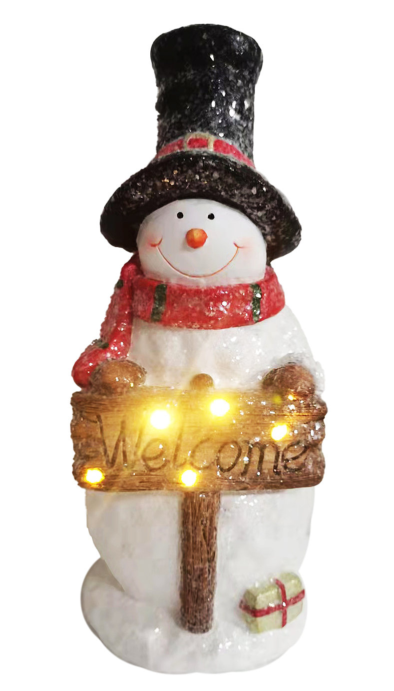 CH645 Snowman Holding Welcome Sign 4/Cn