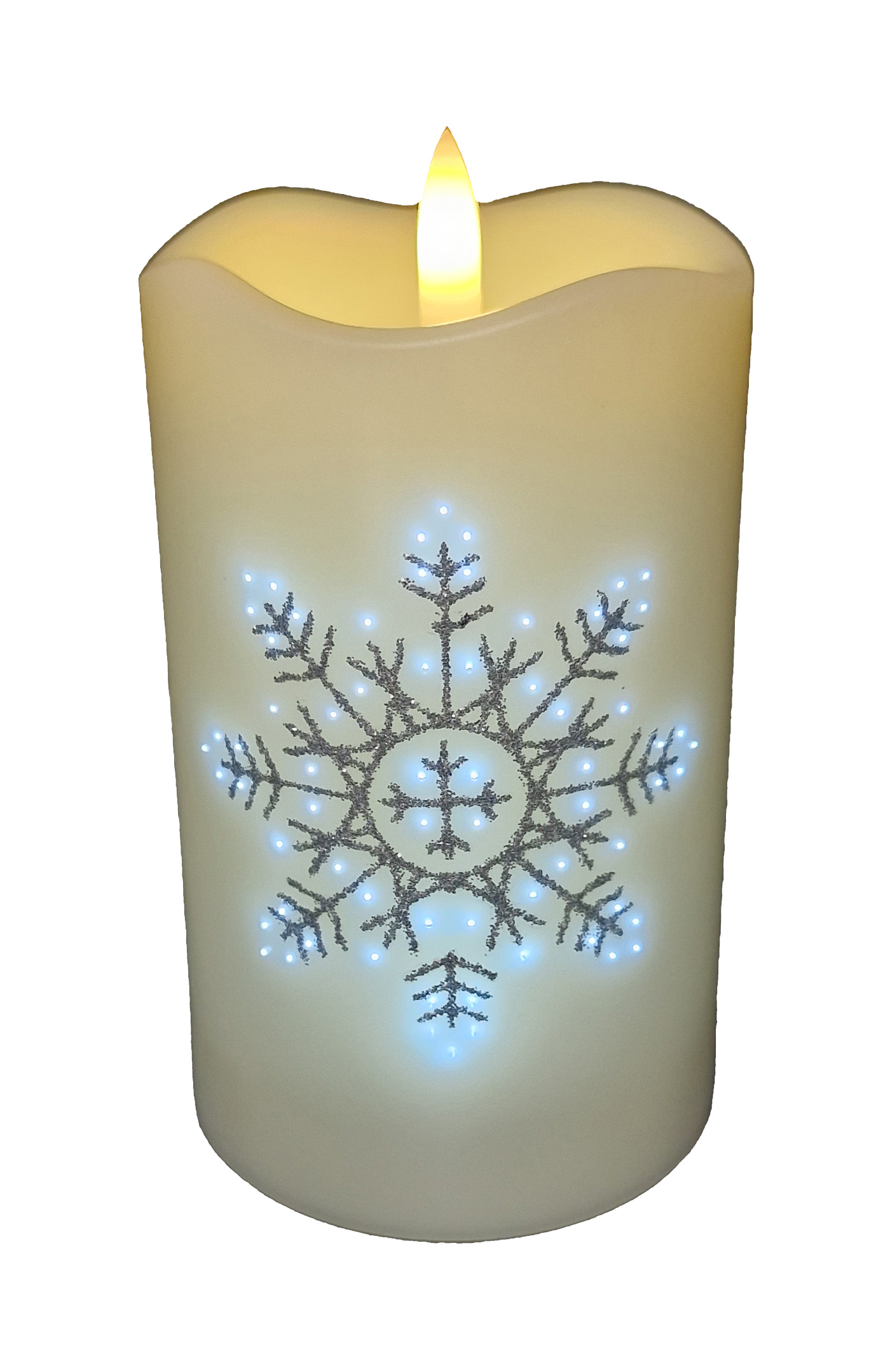 CH687S Ivory Candle with Silver Snowflake 24/Ctn