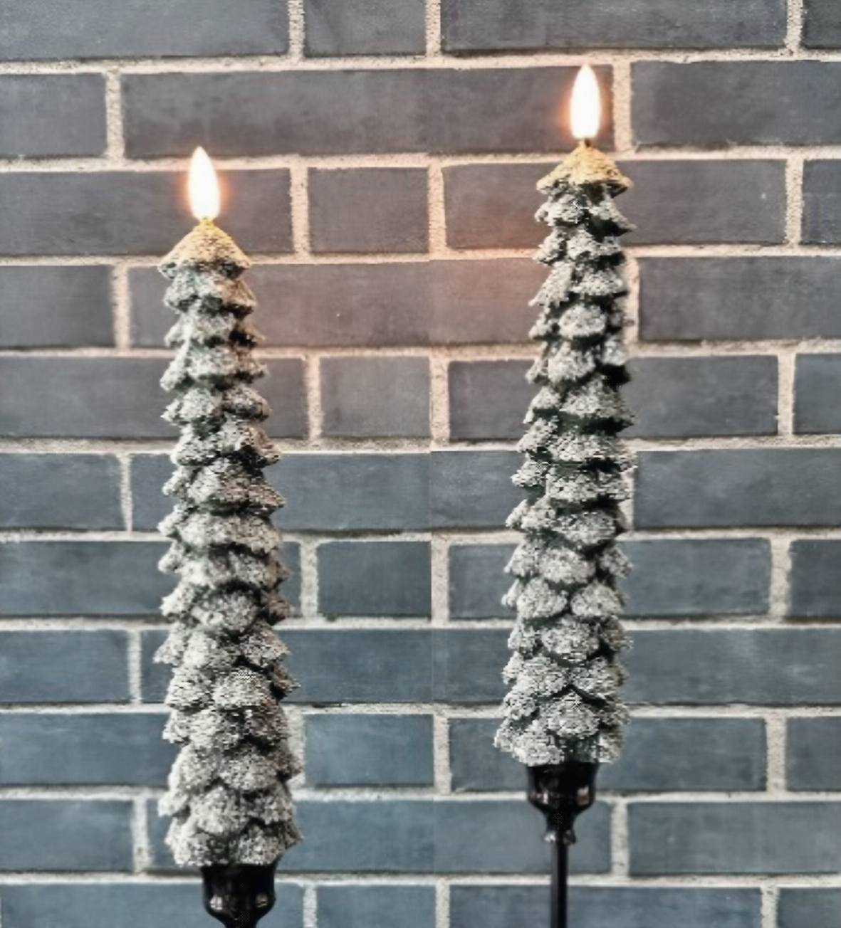 CH689 Green Candlestick Pair with LED 8/Ctn