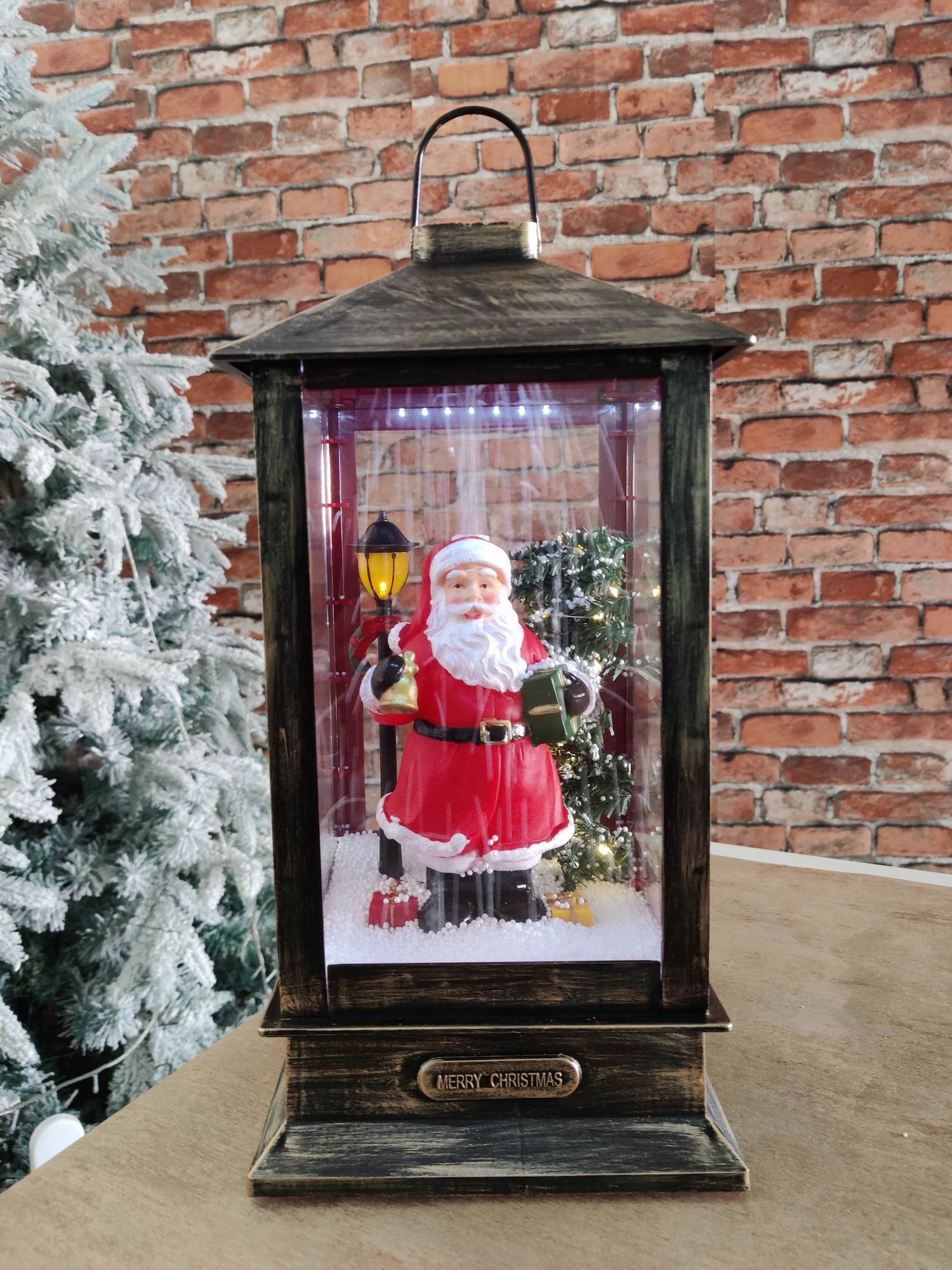 CH696 Santa Snow Blowing Lantern 4/Ctn