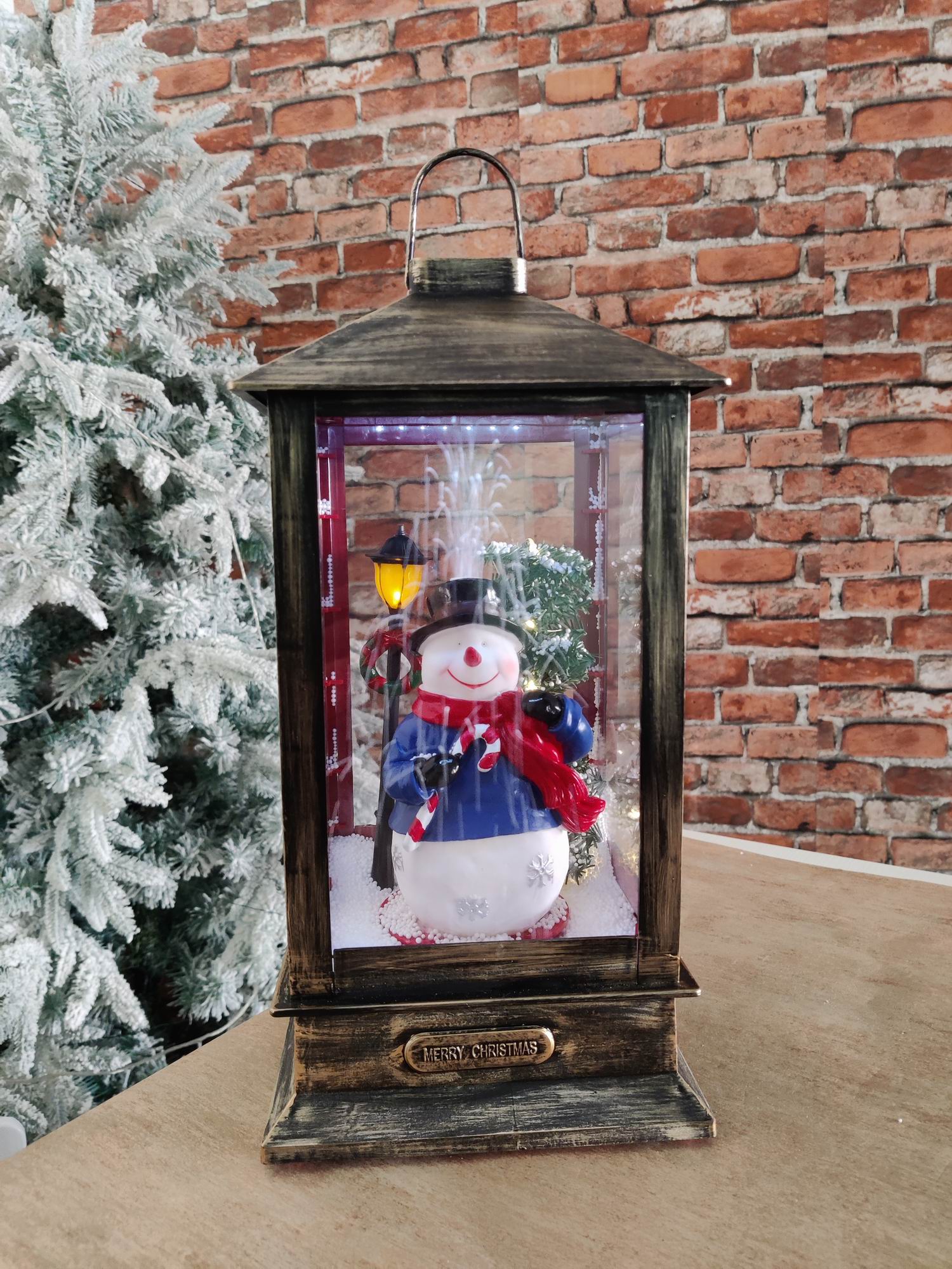 CH697 Snowman Snow Blowing Lantern 4/Ctn