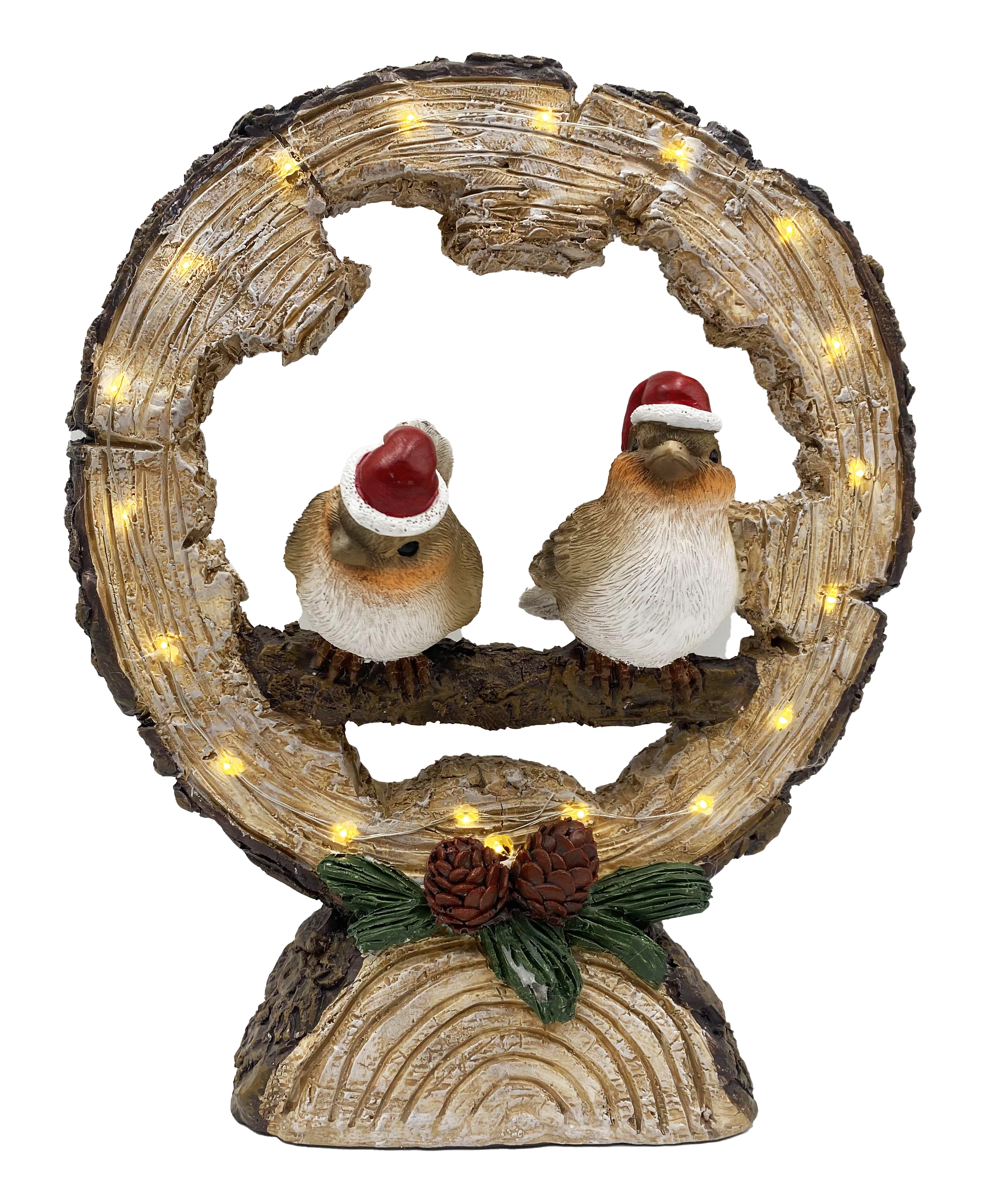 CH755 Birds on Log with LED 16/Ctn