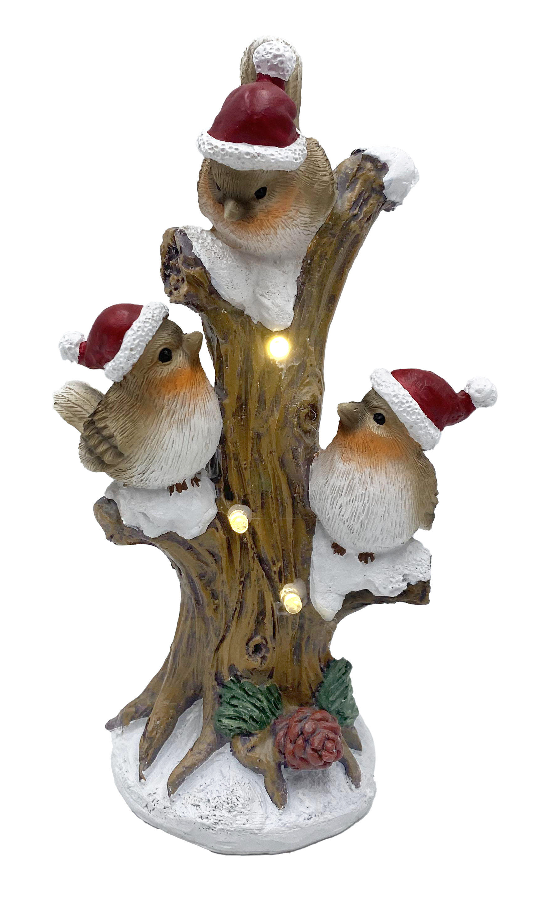 CH756 Robins with Santa Hats on Tree Trunk 24/Ctn