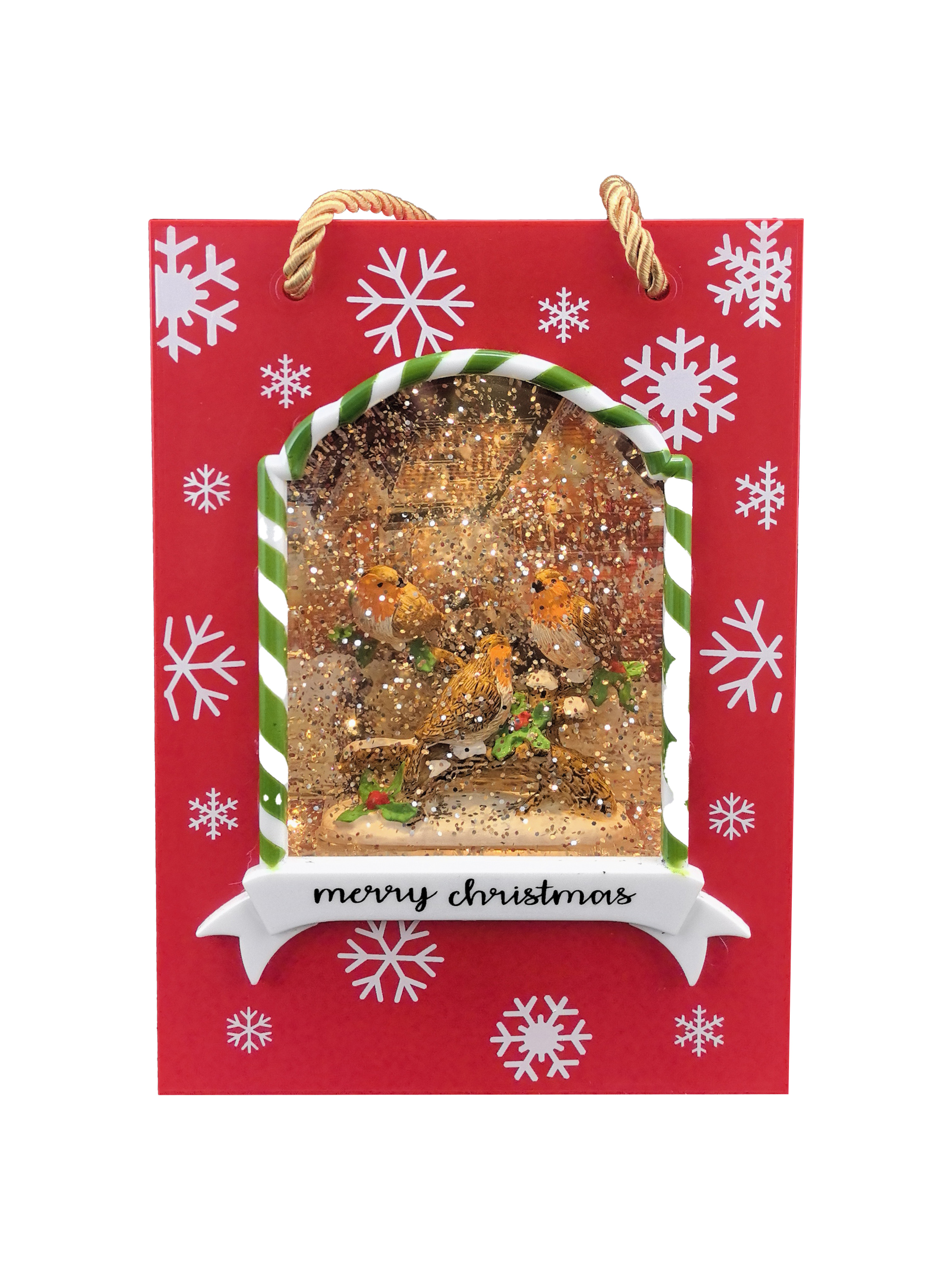 CH812 Glitter Robins Gift Bag 8/Ctn