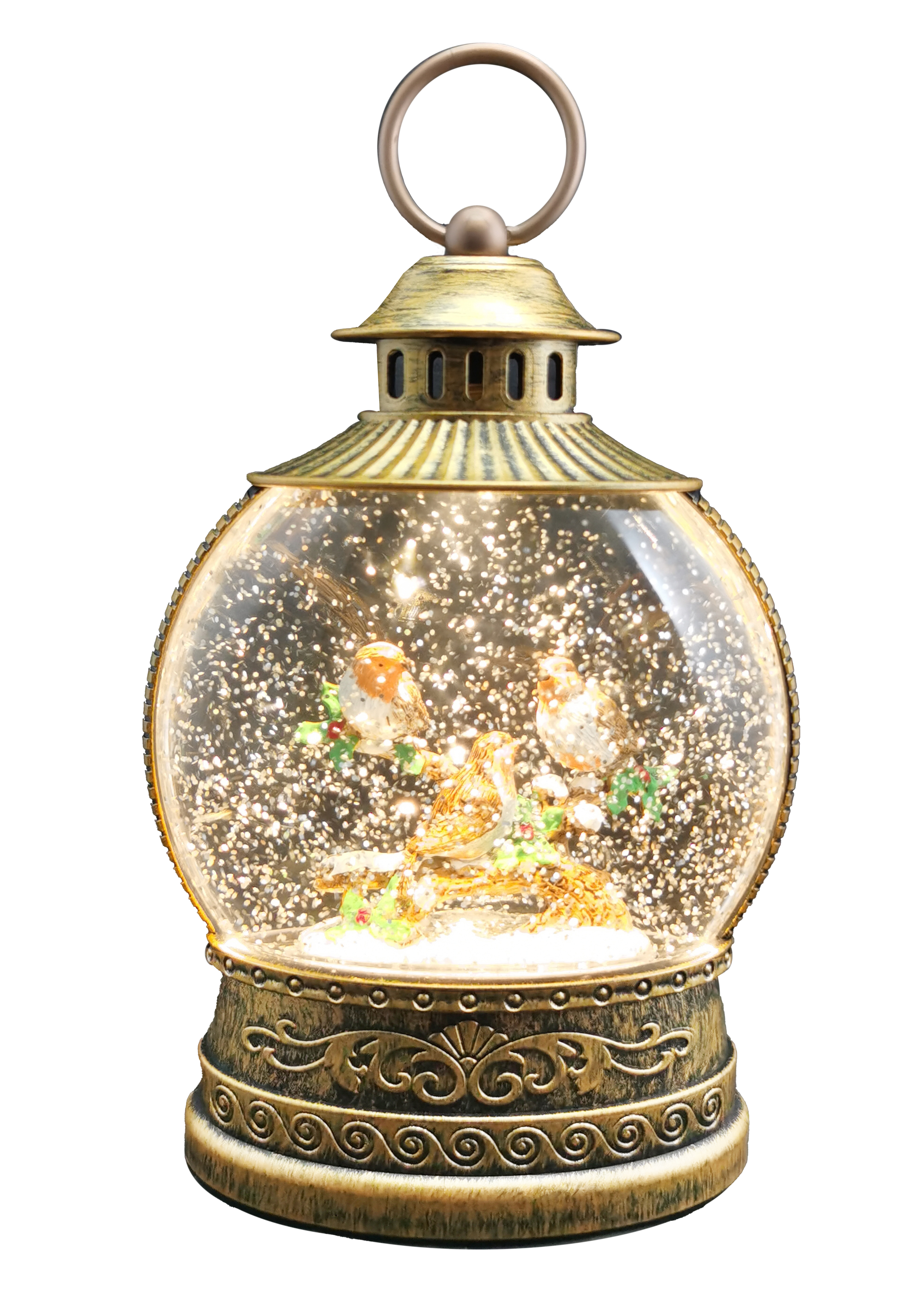 CH818 Glitter Lantern with Robins 8/Ctn