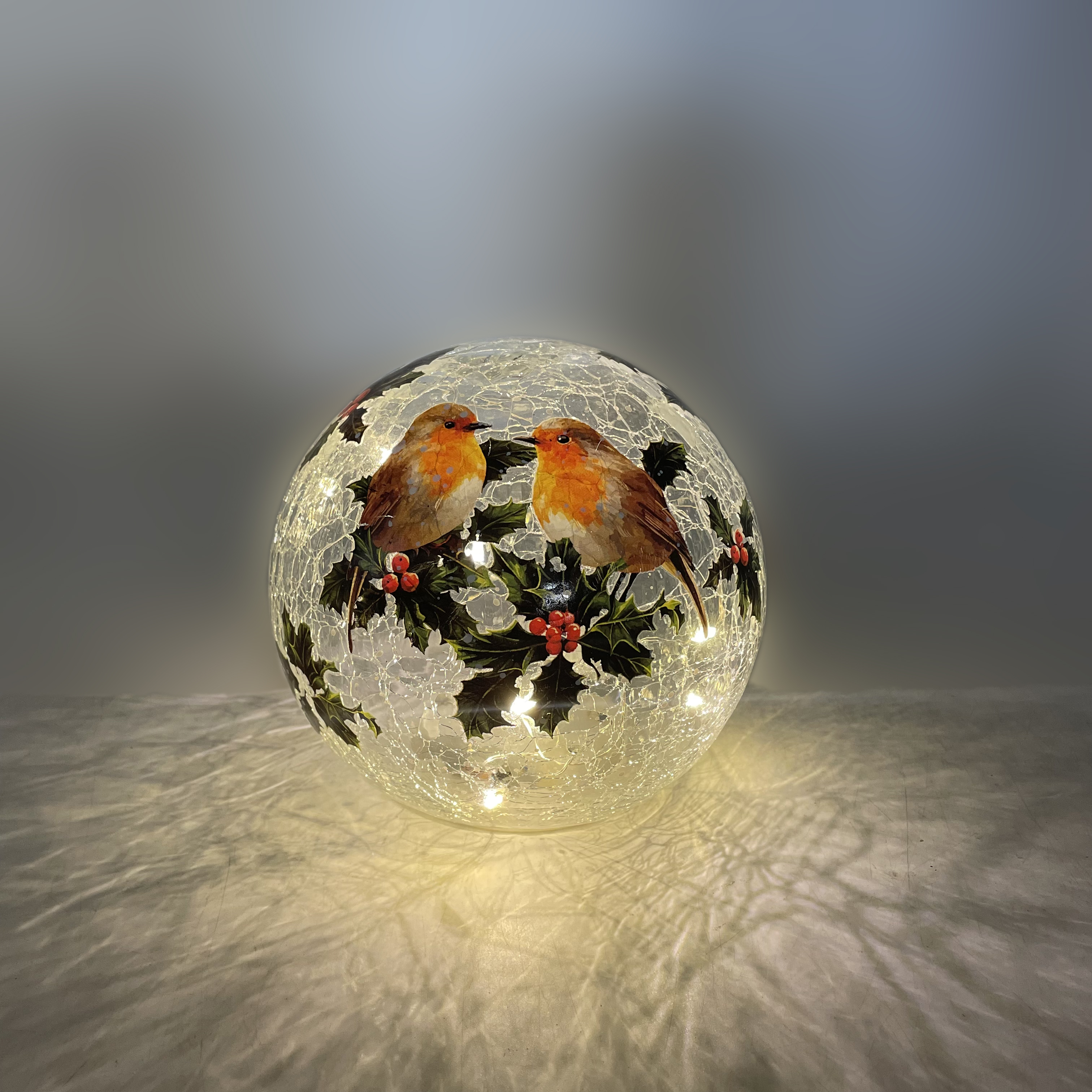 CH857 Robins in Crackle Globe 12/Ctn