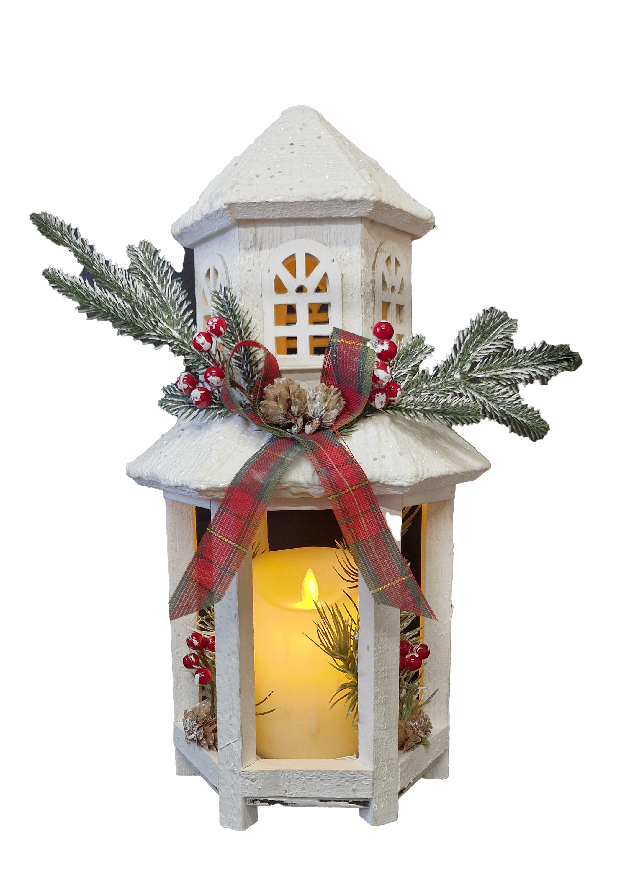 CH865 Wood Lantern with Candle 8/Ctn