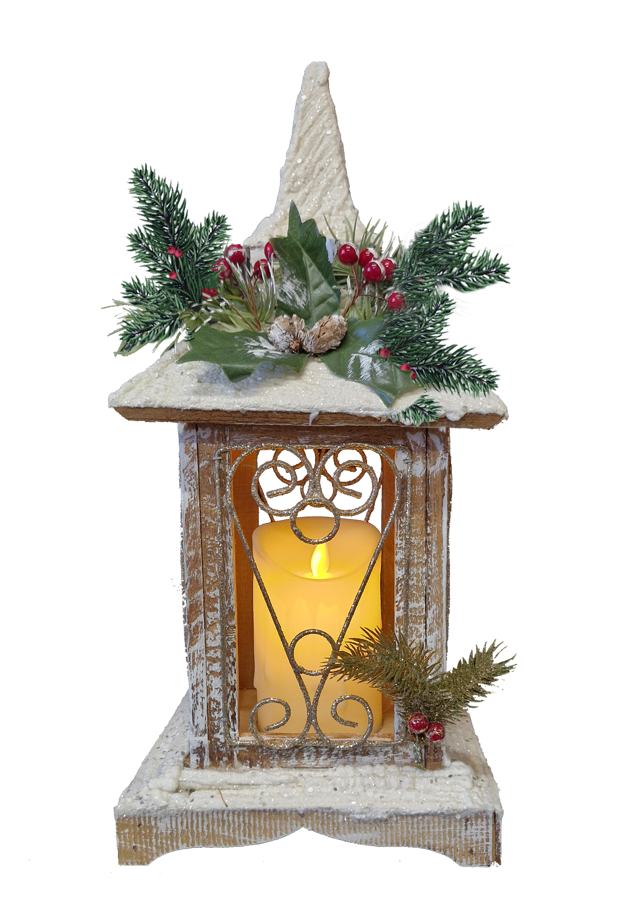 CH867 Wooden Lantern with Candle 6/Ctn