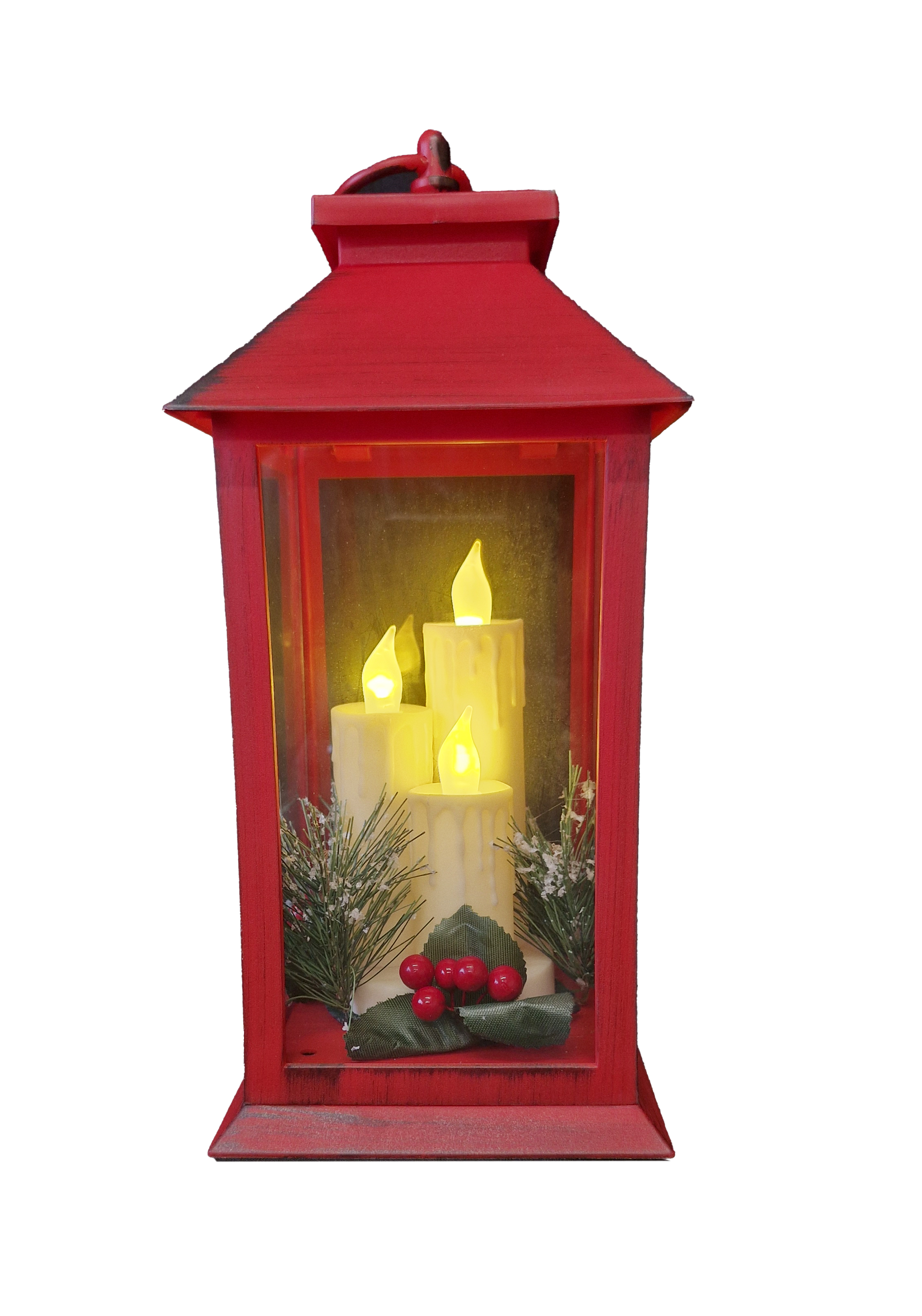 CH876 Red Lantern with Candles 6/Cnt