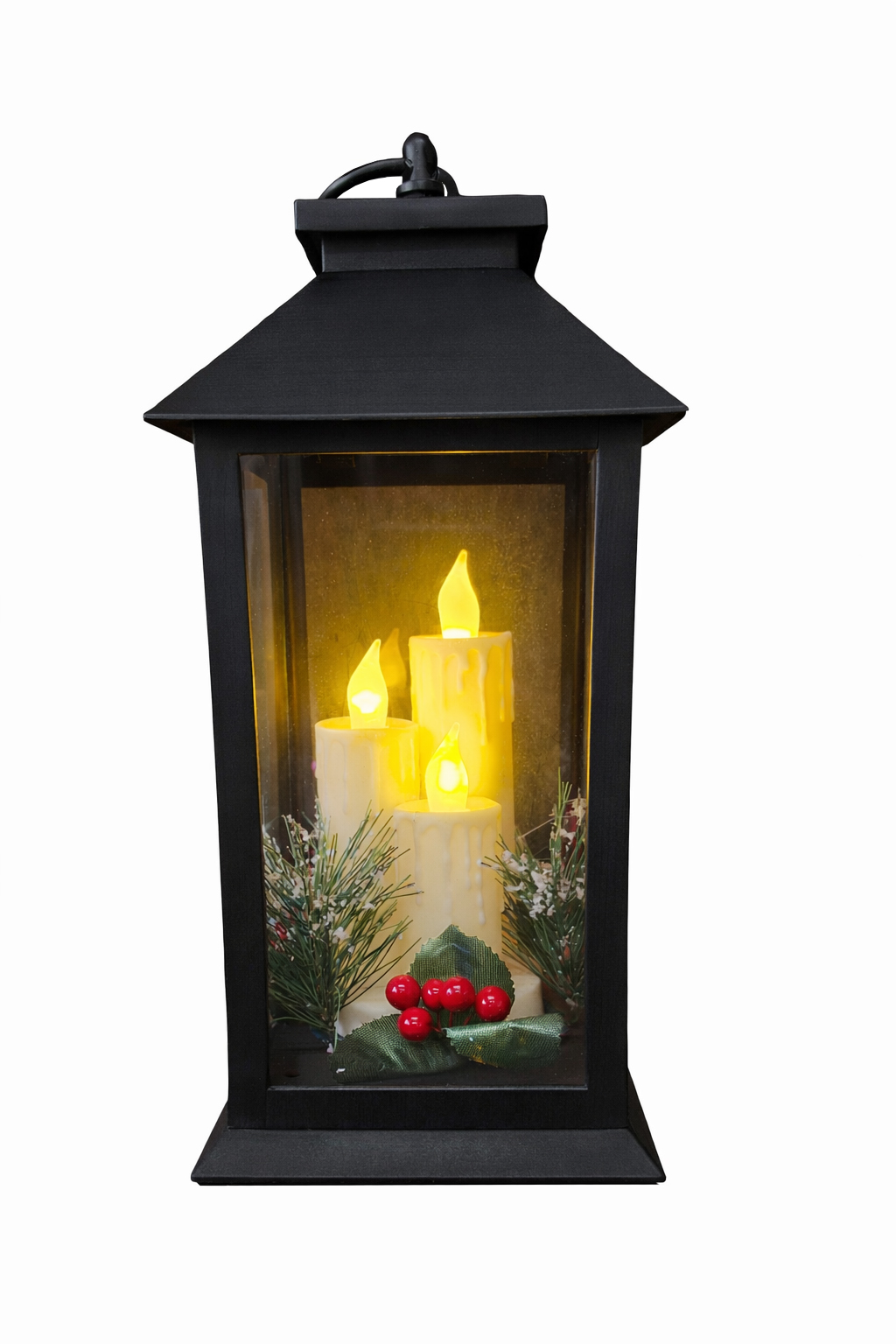 CH876B Black Lantern 3xcandles 1/Ctn