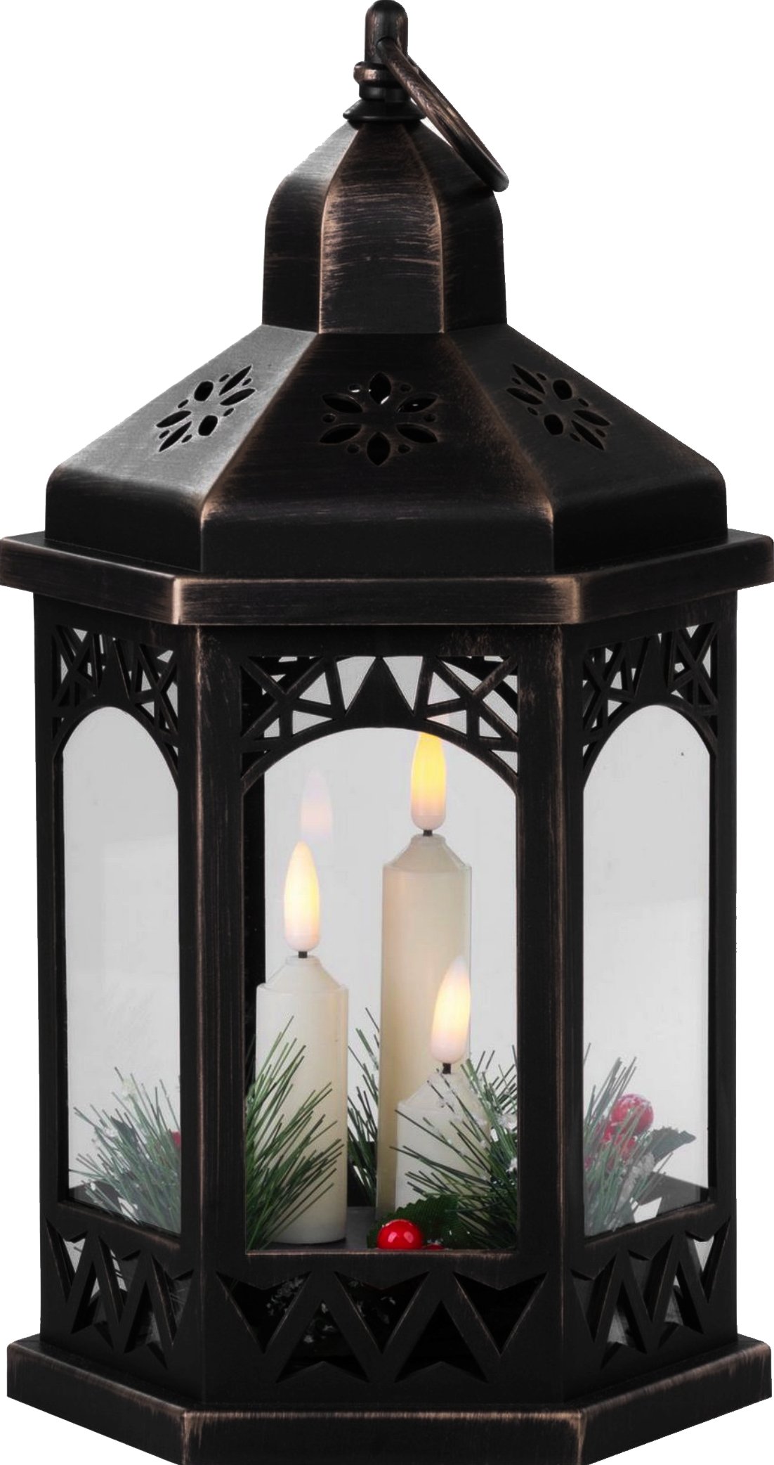 CH877B Black Lantern with Three Candles 6/Ctn