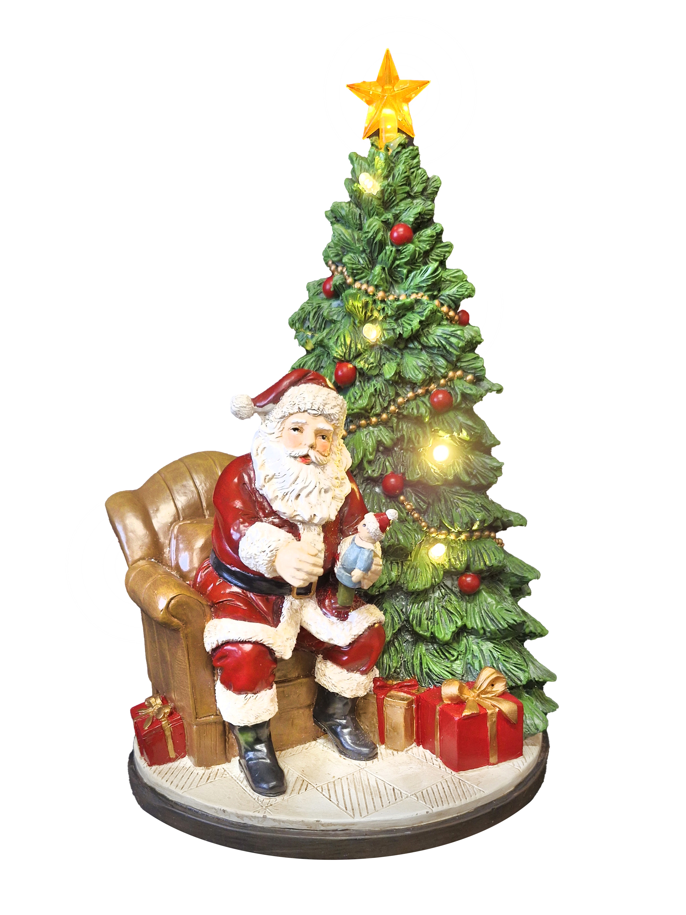 CH927 Santa beside Christmas Tree 4/Ctn