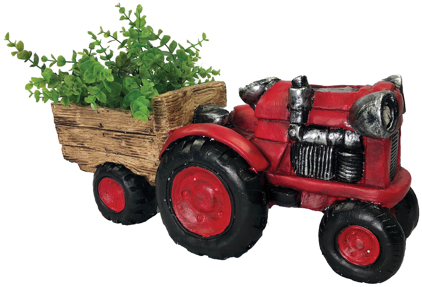 G0129 Red Tractor Planter with Solar Headlights 2/Ctn
