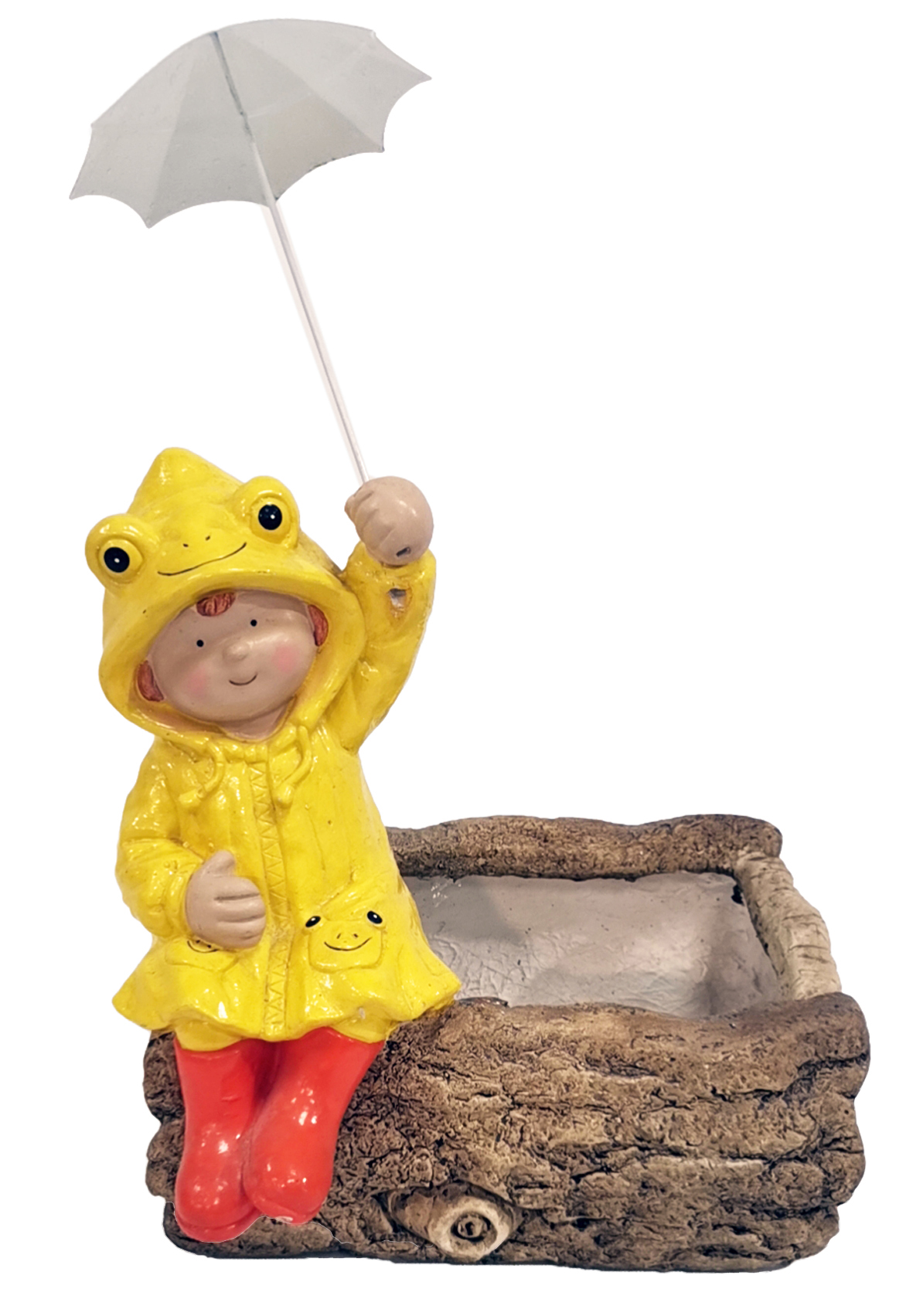 G0292 BOY PLANTER WITH WHITE METAL UMBRELLA 2/Ctn