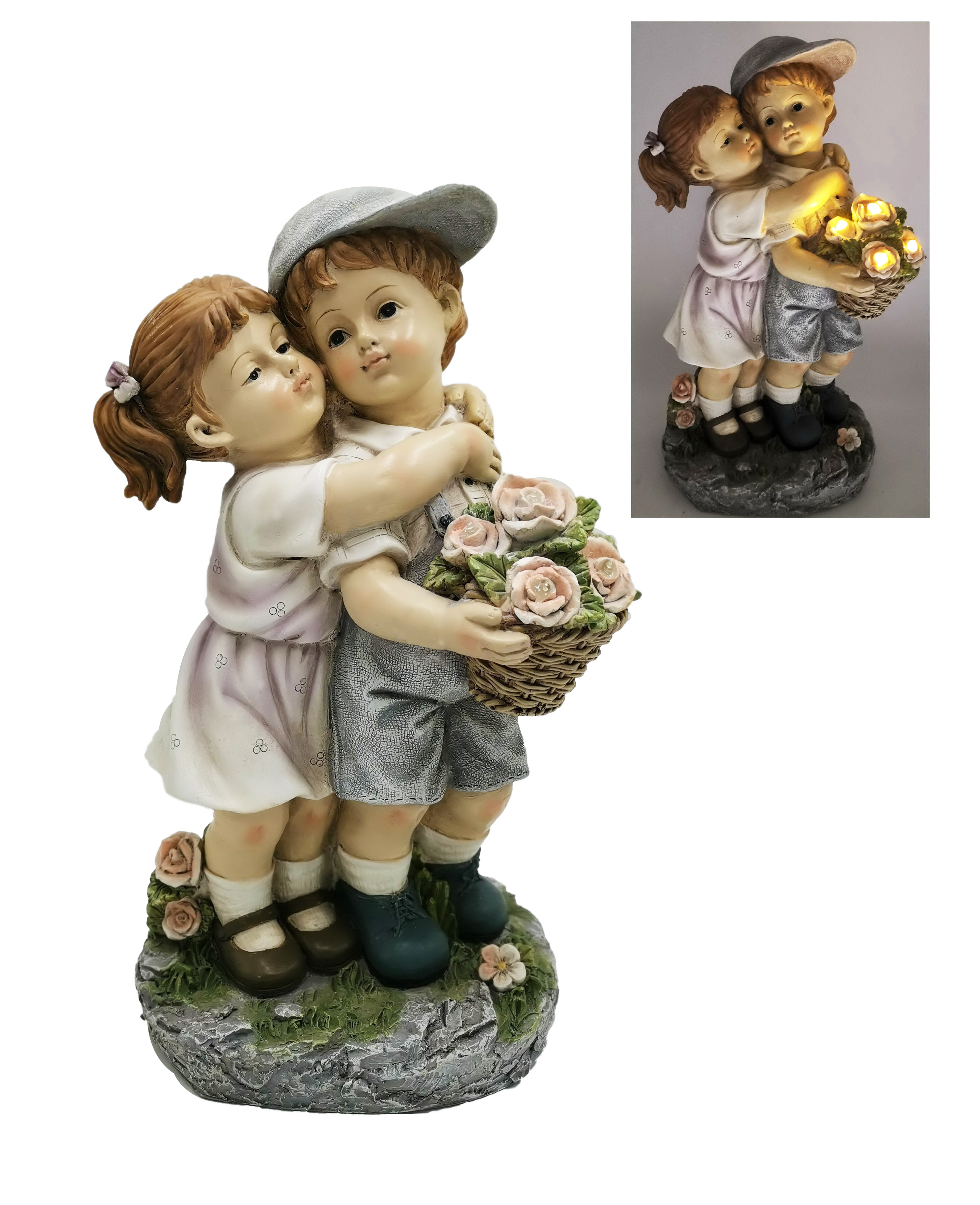 G0305 Girl & Boy with Flowers  Solar 1/Ctn