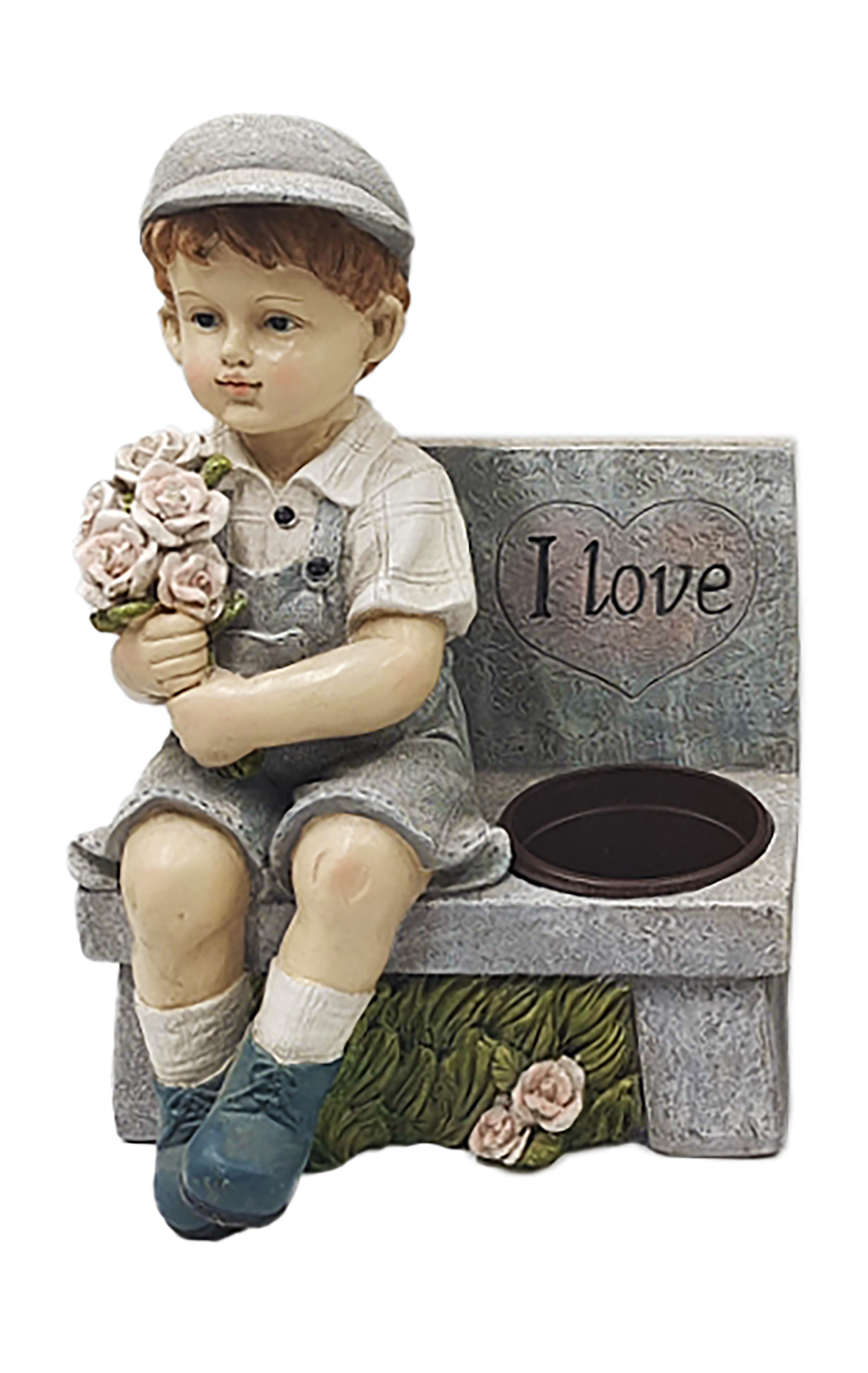 G0306 Boy sits on Bench with Flower Holder 4/ctn