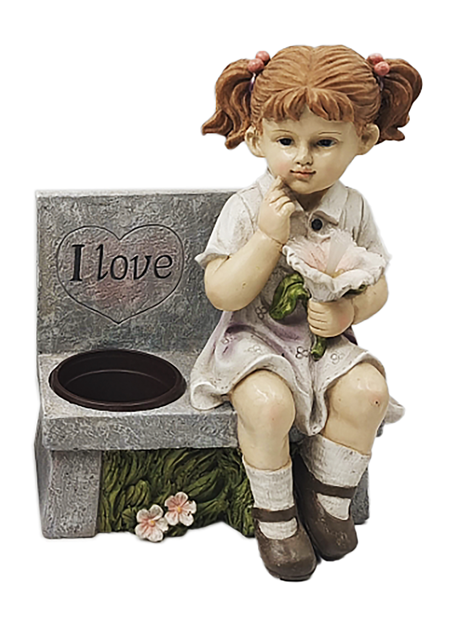 G0307 Girl sits on Bench with Flower Holder 4/Ctn