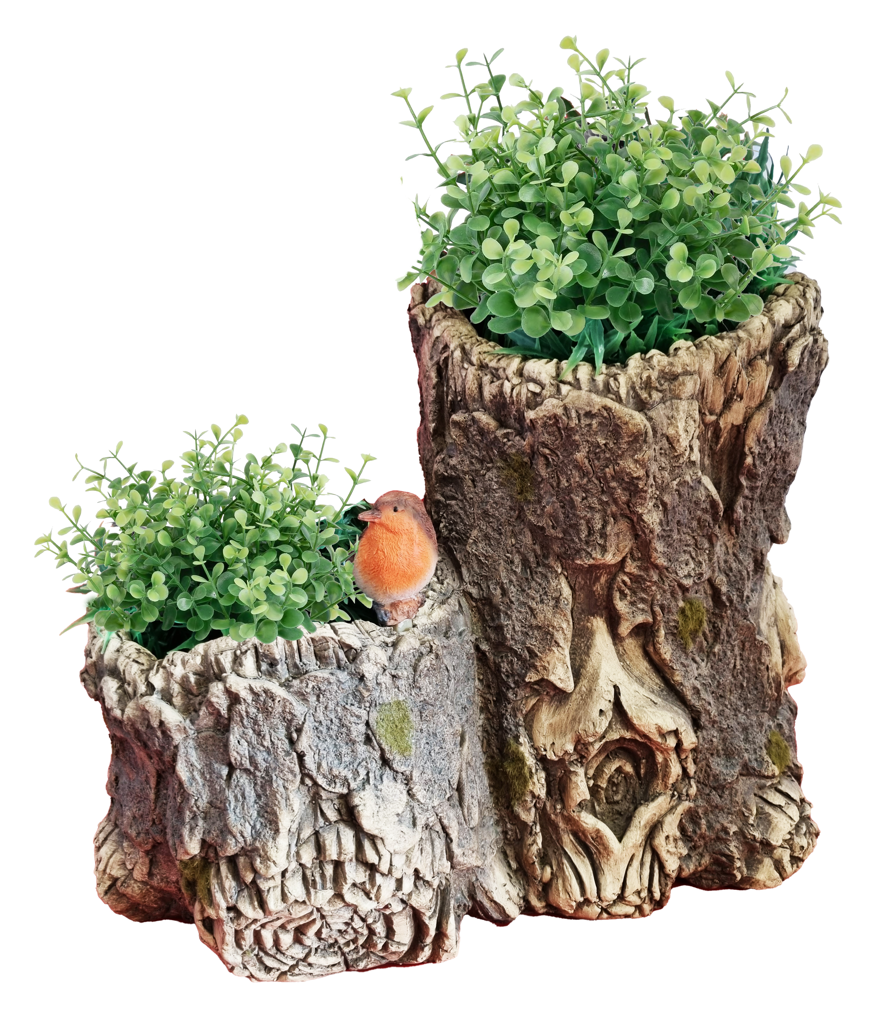 G0347 Garden Tree Trunk planter with Robin 2/ctn