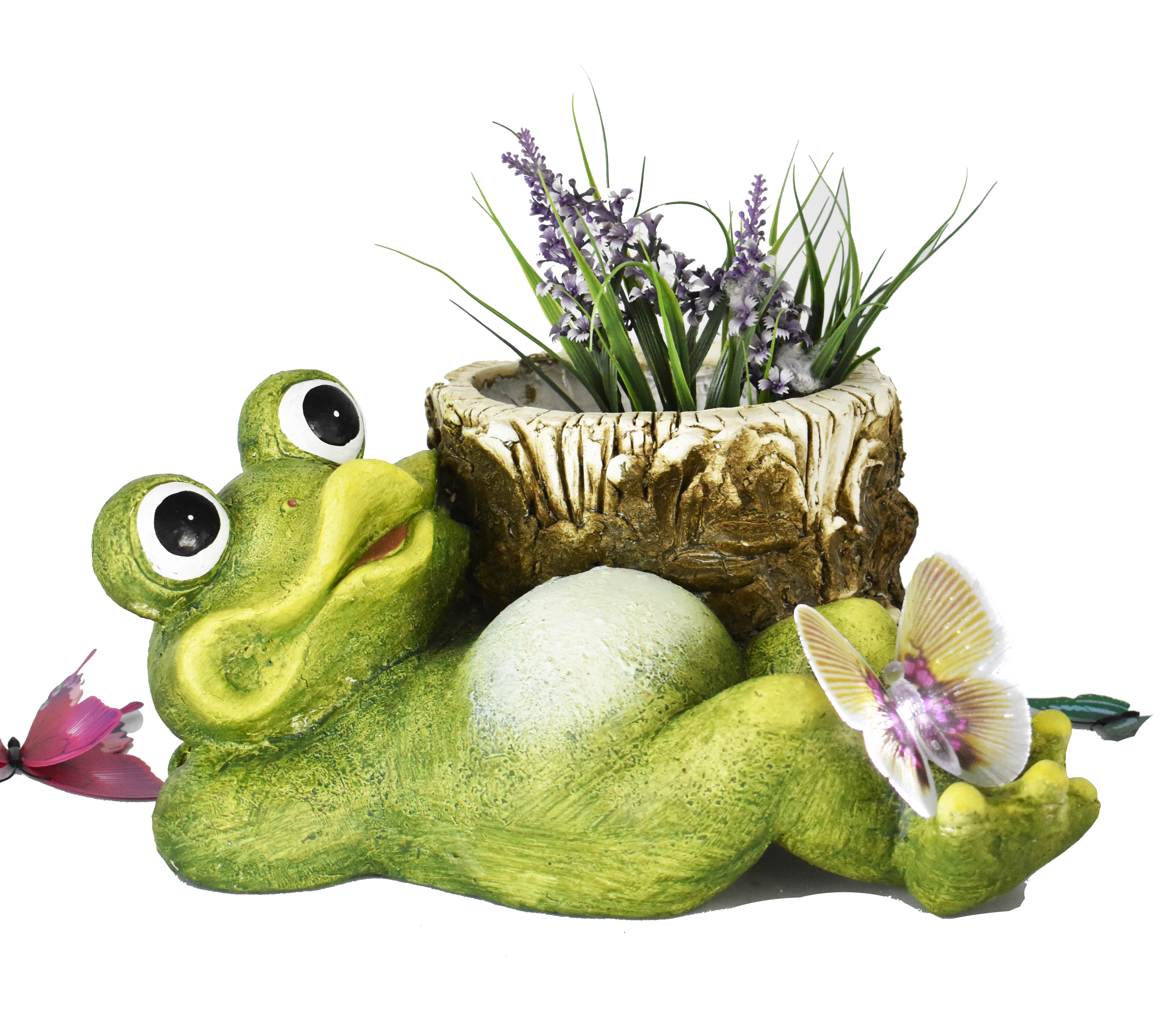 G0350 Frog with LED Butterfly & Planter 2/ctn