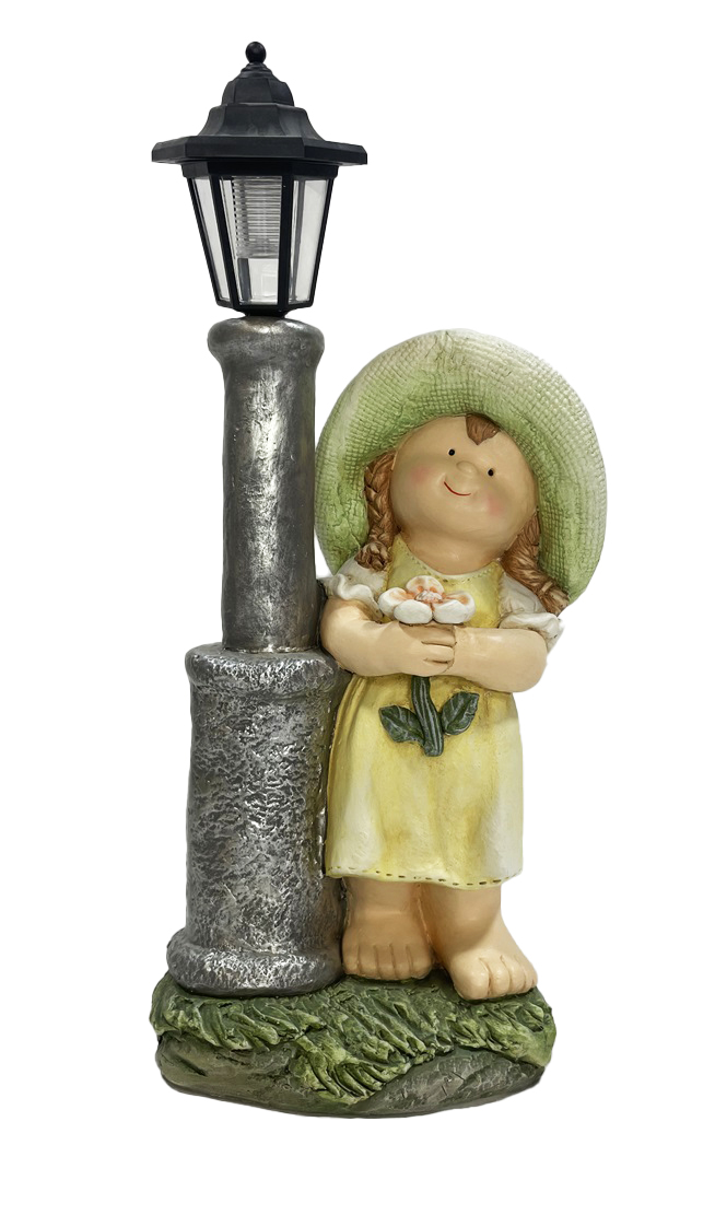 G0352 Girl Lean on Solar Street Light 2/Ctn