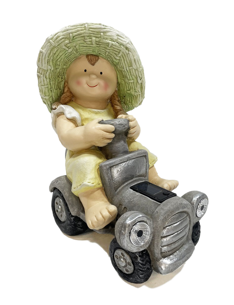 G0356 Girl Drives Tractor with Solar Lights 2/Cnt