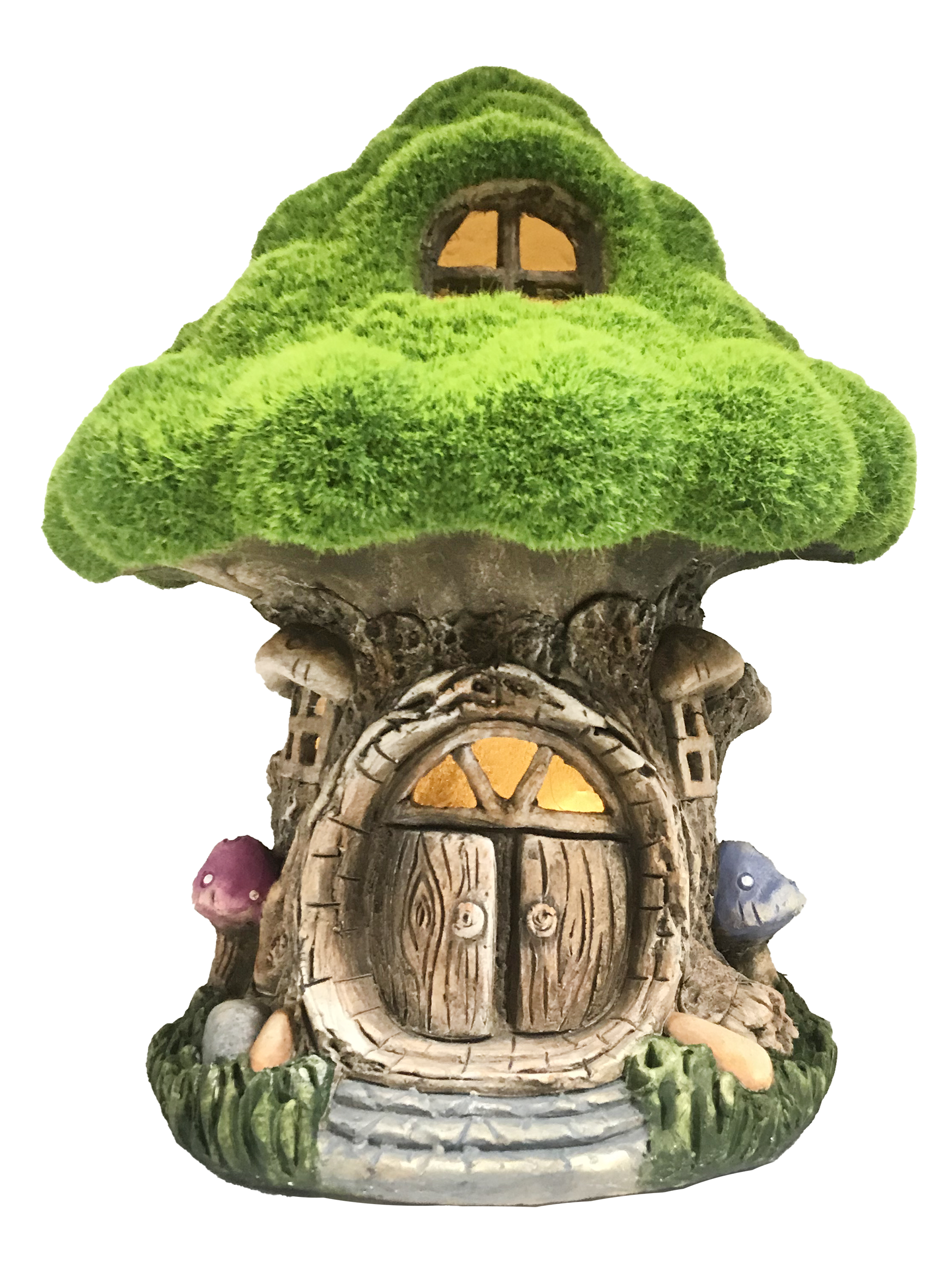 G0368 Green Flocked Fairy House 1/Ctn