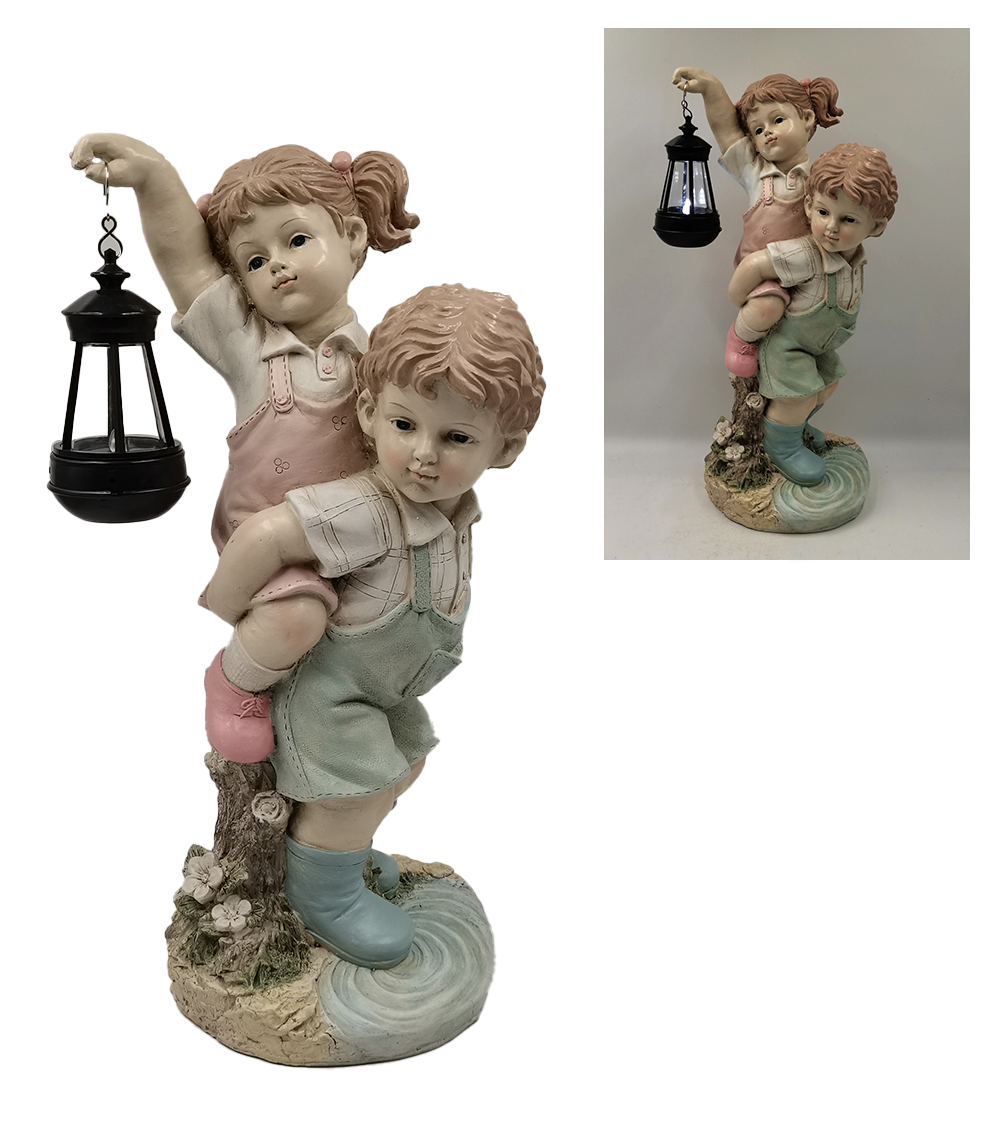 G0369 Boy & Girl with Solar Lamp  1/Ctn