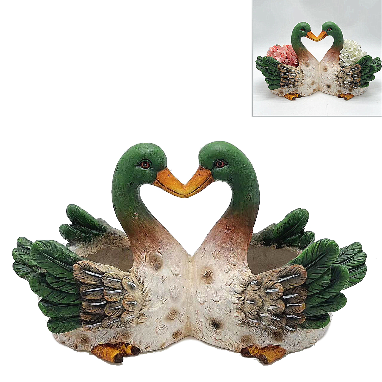 G0405 Kissing Ducks Planters 2/Ctn