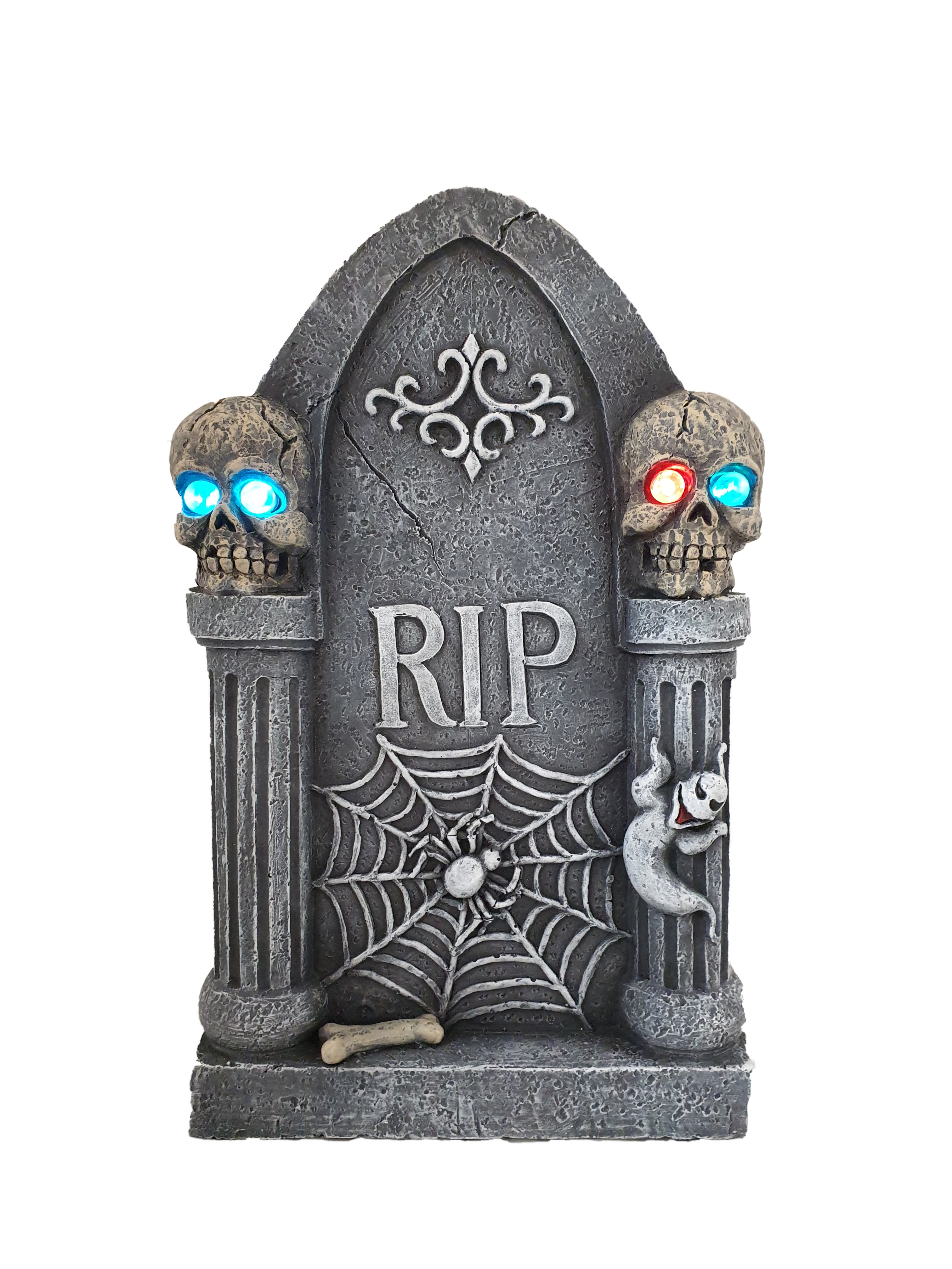 H32 Gravestone with Lighting Skulls 4/Ctn