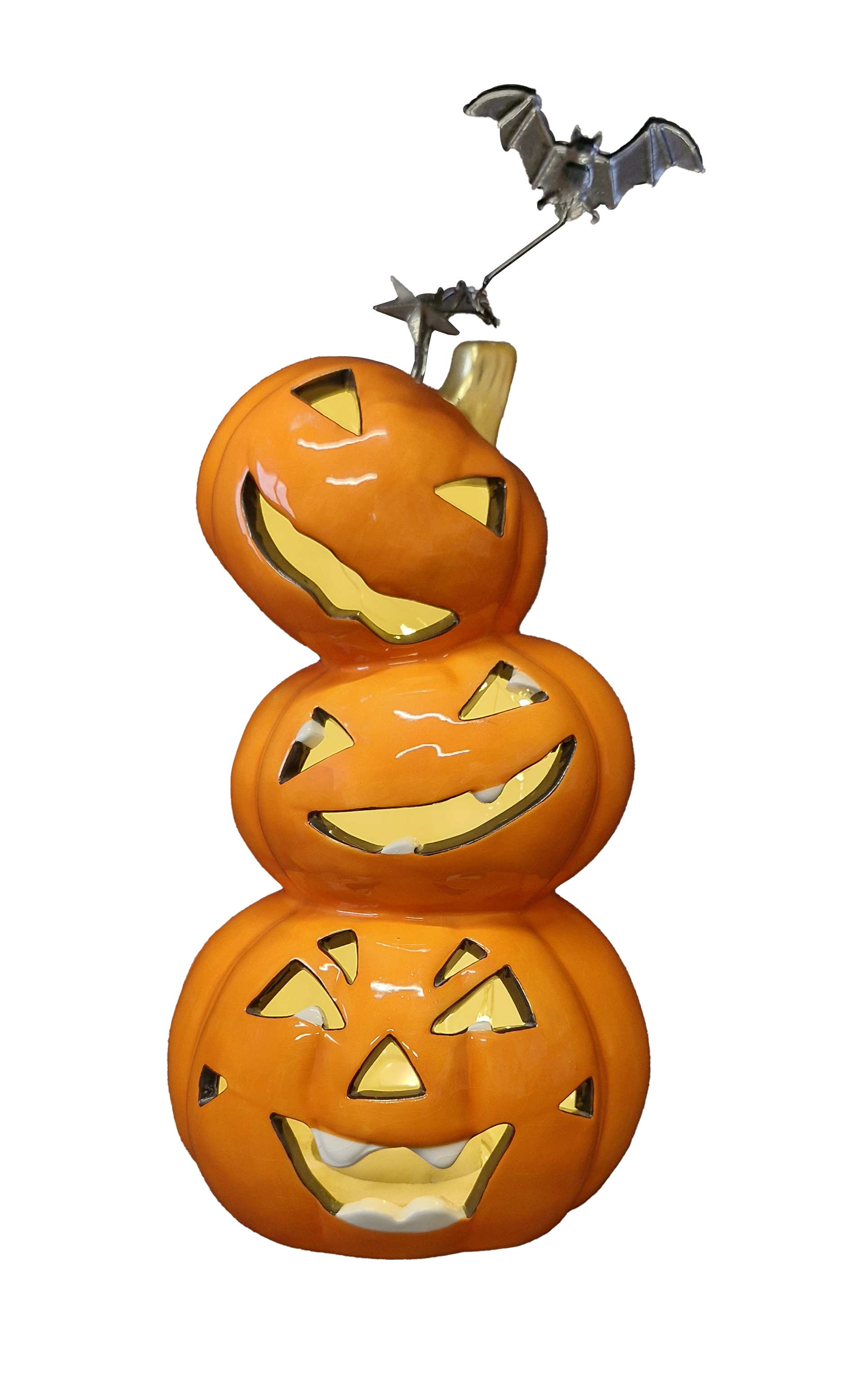 H65 Triple Ceramic Pumpkin Stack 6/Ctn
